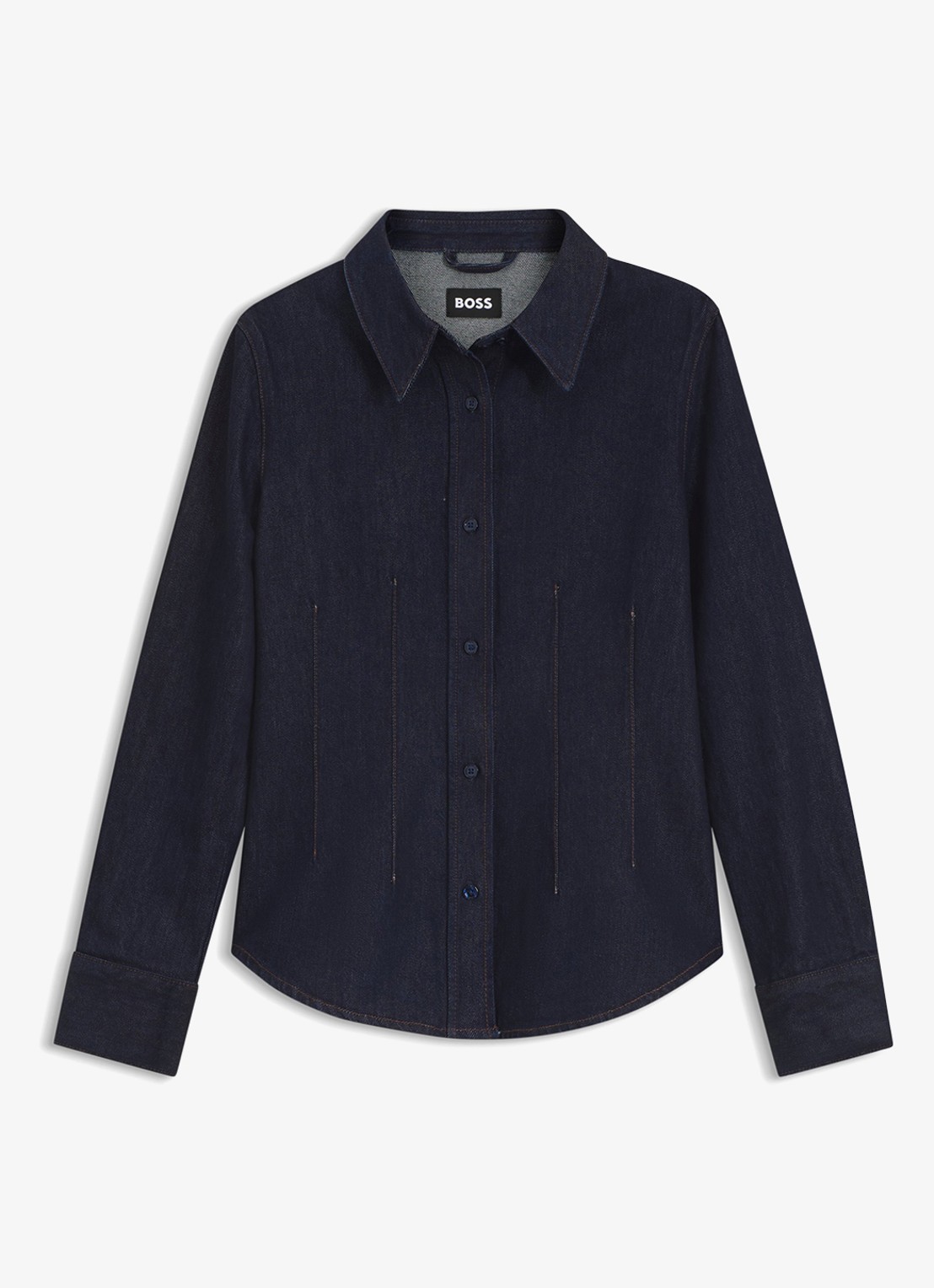 BOSS Blouse van denim - voorkant dark blue-406 / blauw