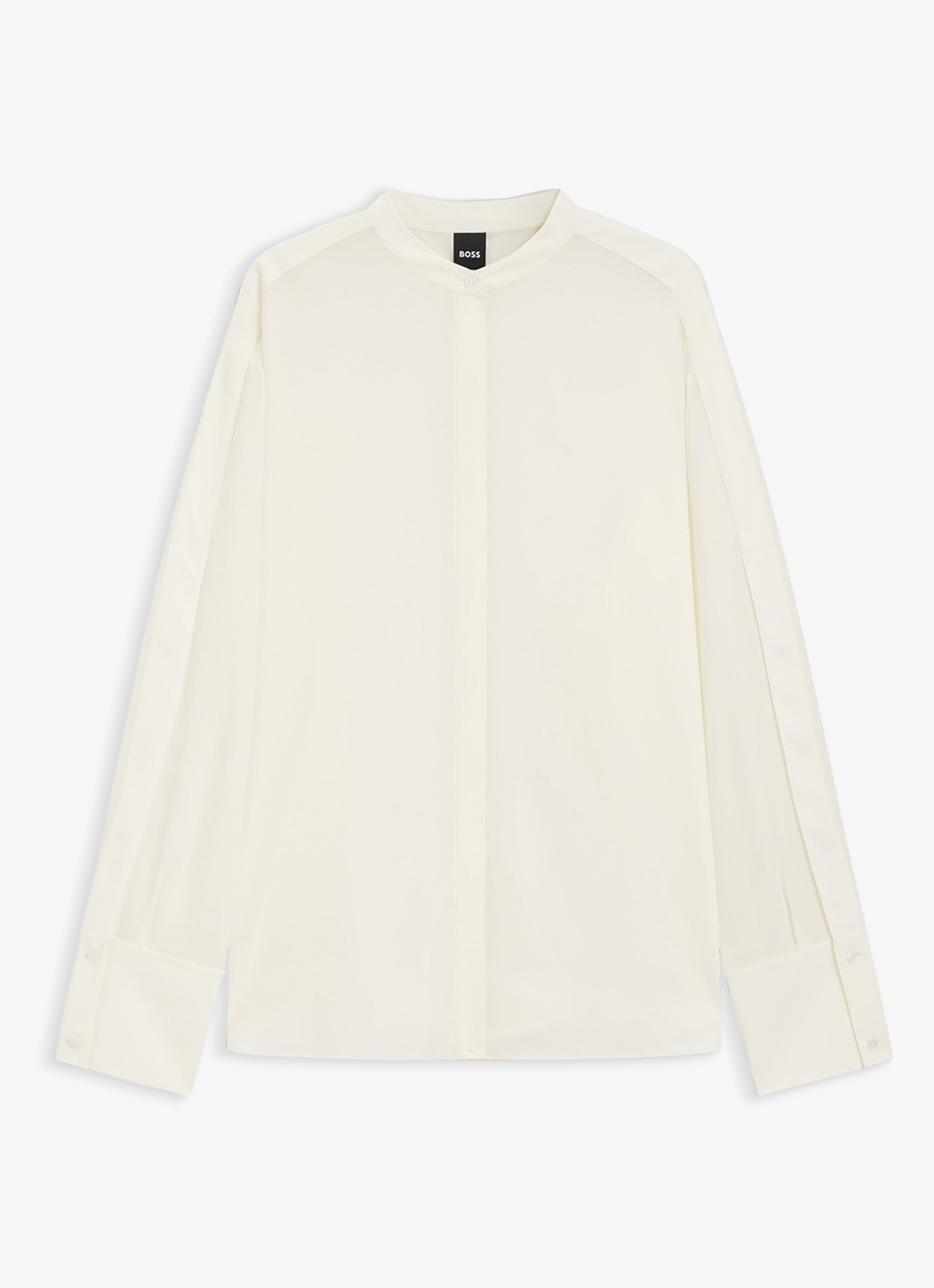 BOSS Blouse van zijde met ronde hals - voorkant 5 creme