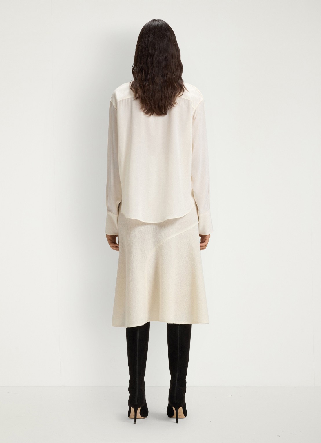 BOSS Blouse van zijde - achterkant gebroken wit