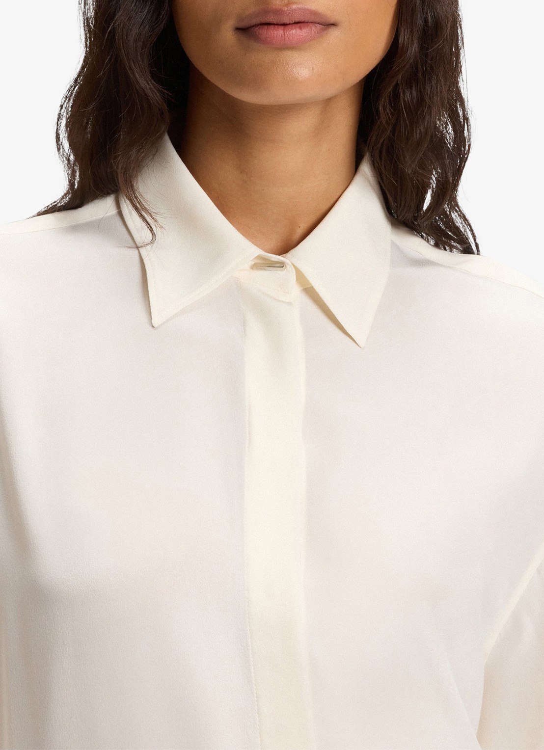 BOSS Blouse van zijde - detail 3 gebroken wit