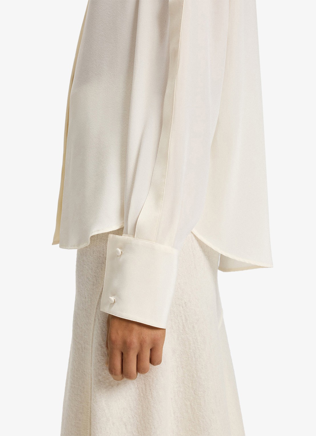 BOSS Blouse van zijde - detail 4 gebroken wit