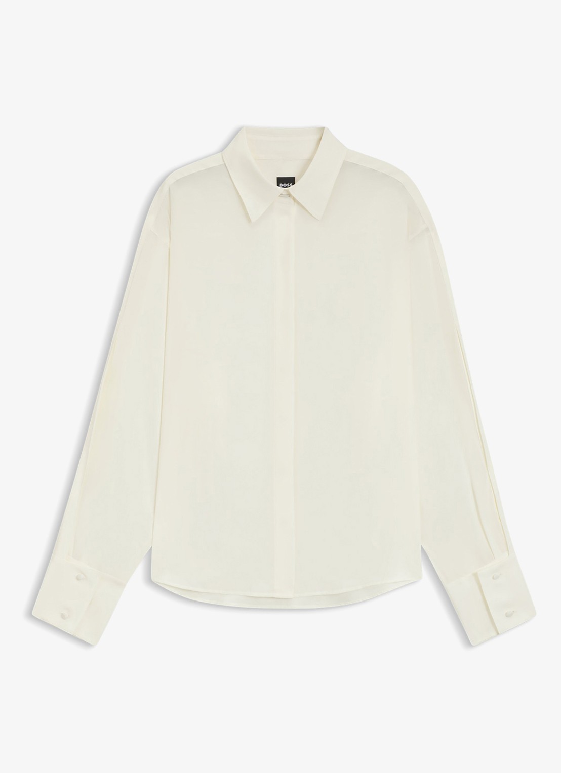 BOSS Blouse van zijde - voorkant 5 gebroken wit