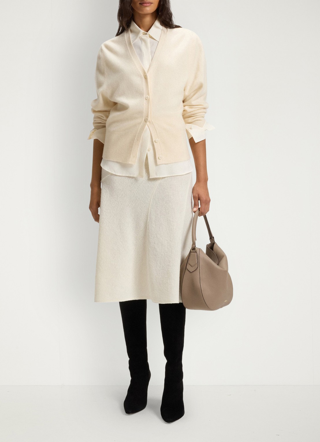 BOSS Blouse van zijde - voorkant 6 gebroken wit