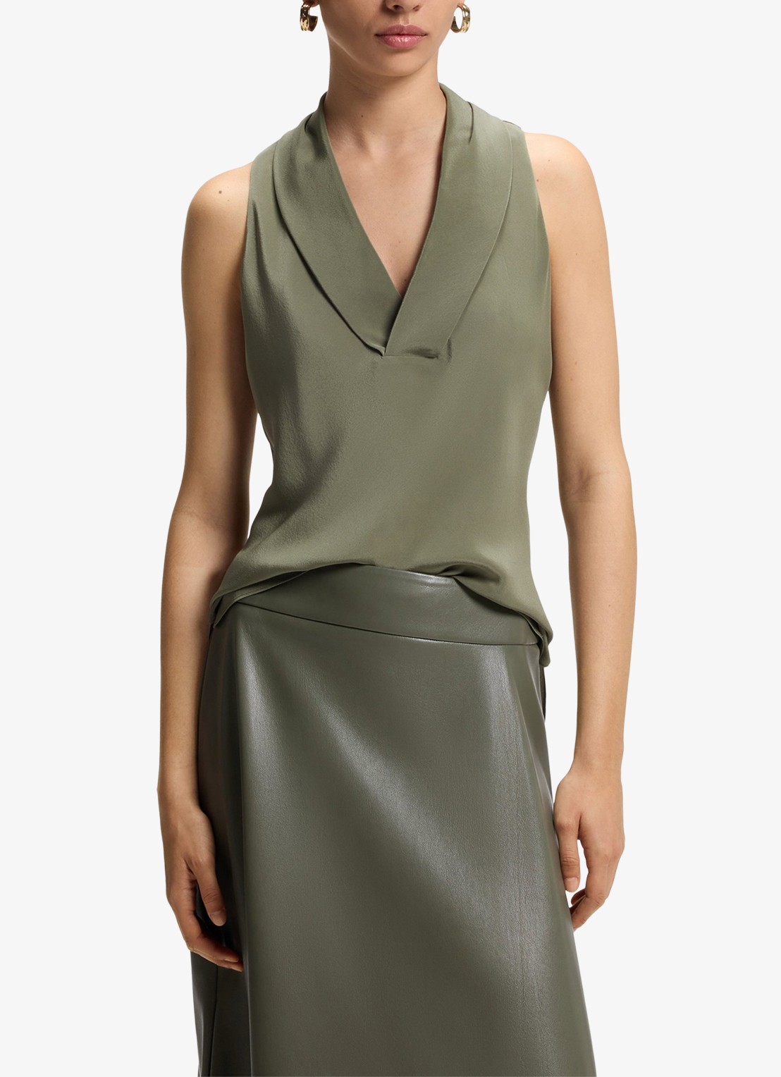BOSS Blouse van zijde - detail 3 mosgroen