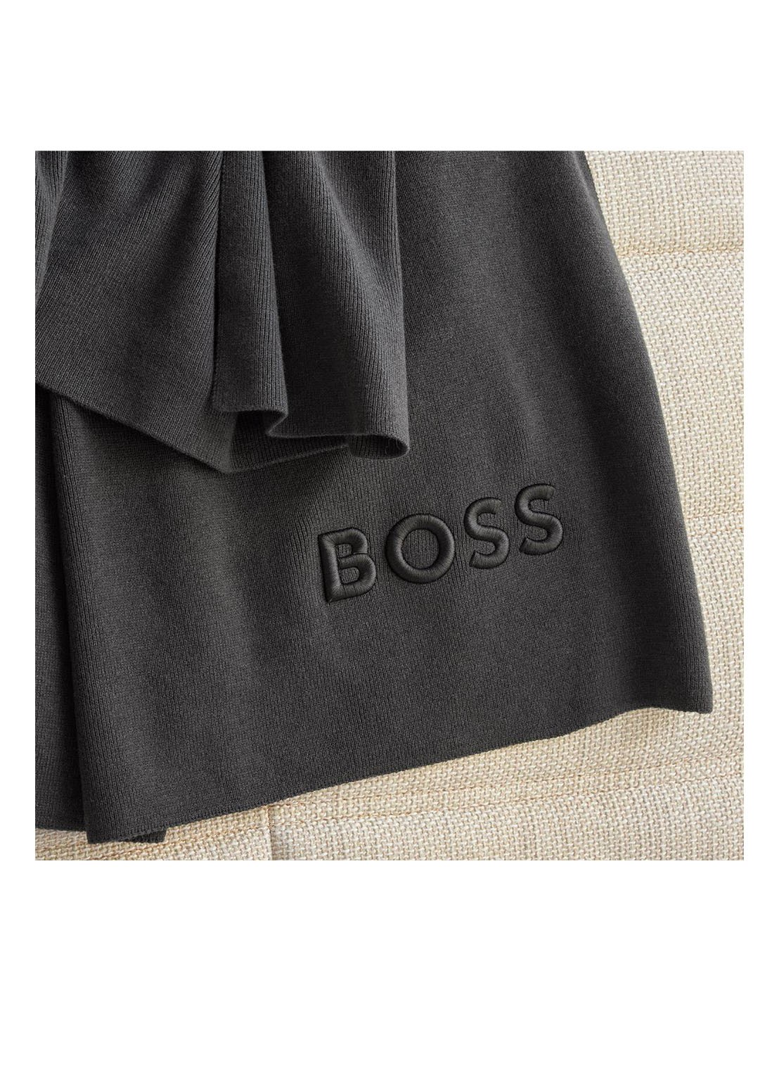 BOSS Bold plaid in katoenblend - 130 x 170 cm - detail 4 zwart