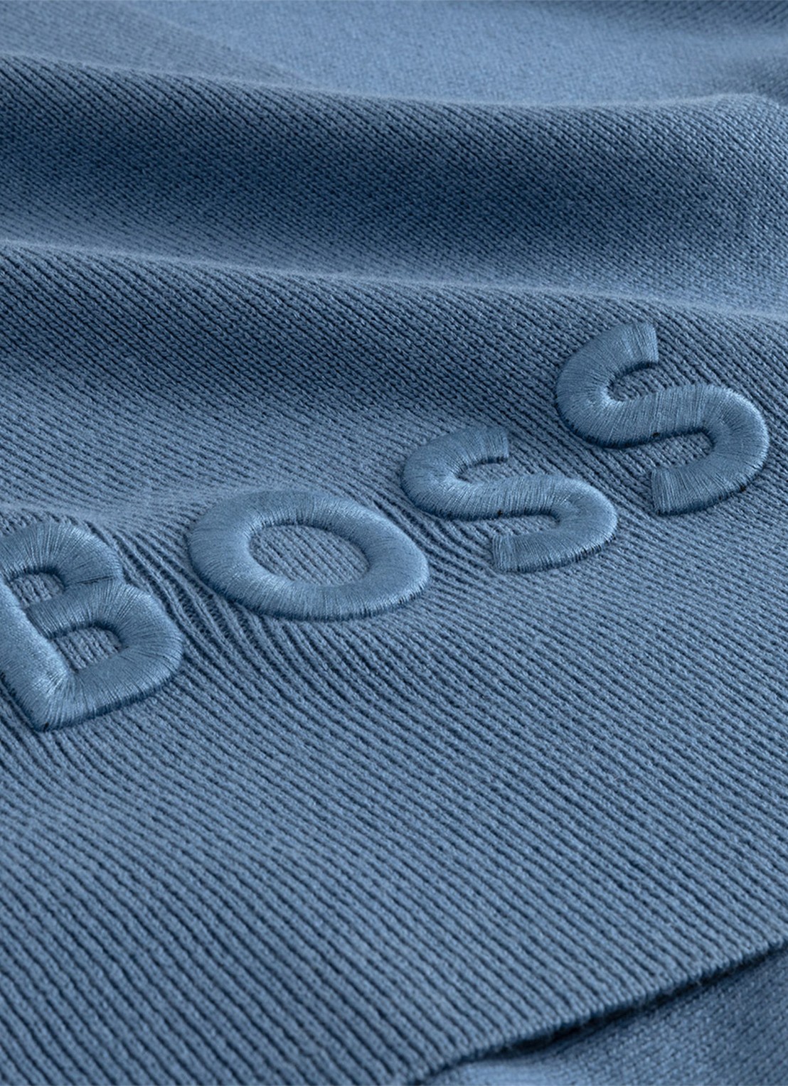 BOSS Bold plaid in katoenblend - 130 x 170 cm - voorkant 3 staalblauw