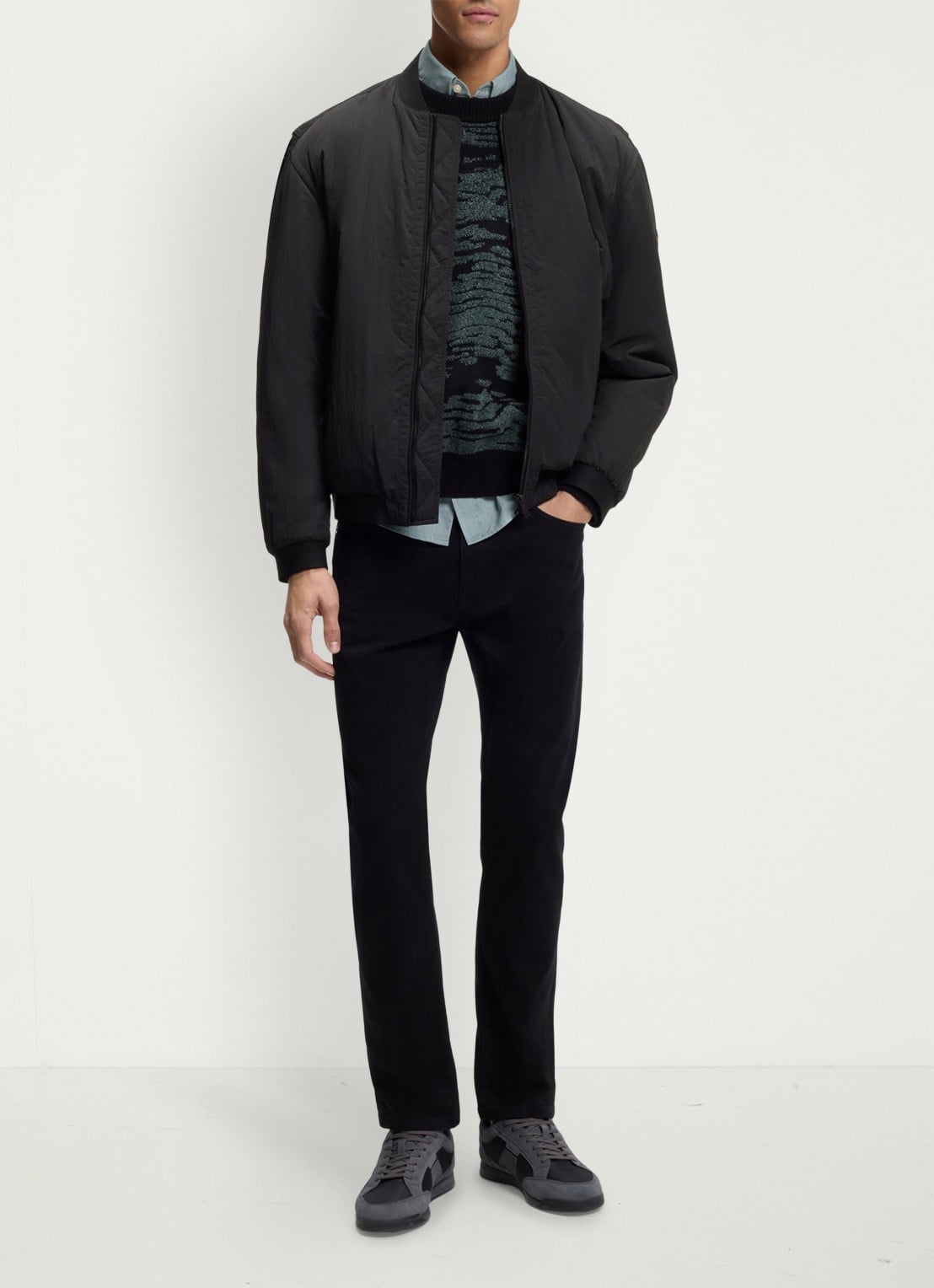 BOSS Bomber jack met logo - voorkant 2 zwart