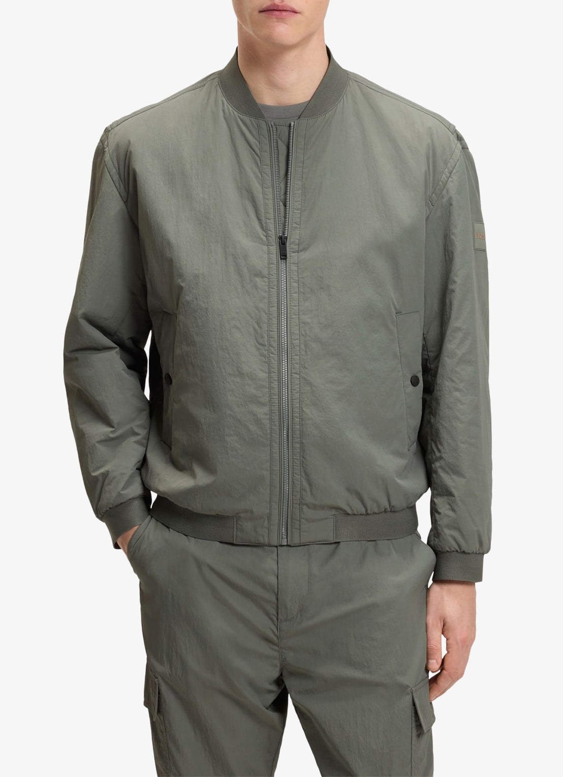 BOSS Bomber jack met logo - detail 4 grijs