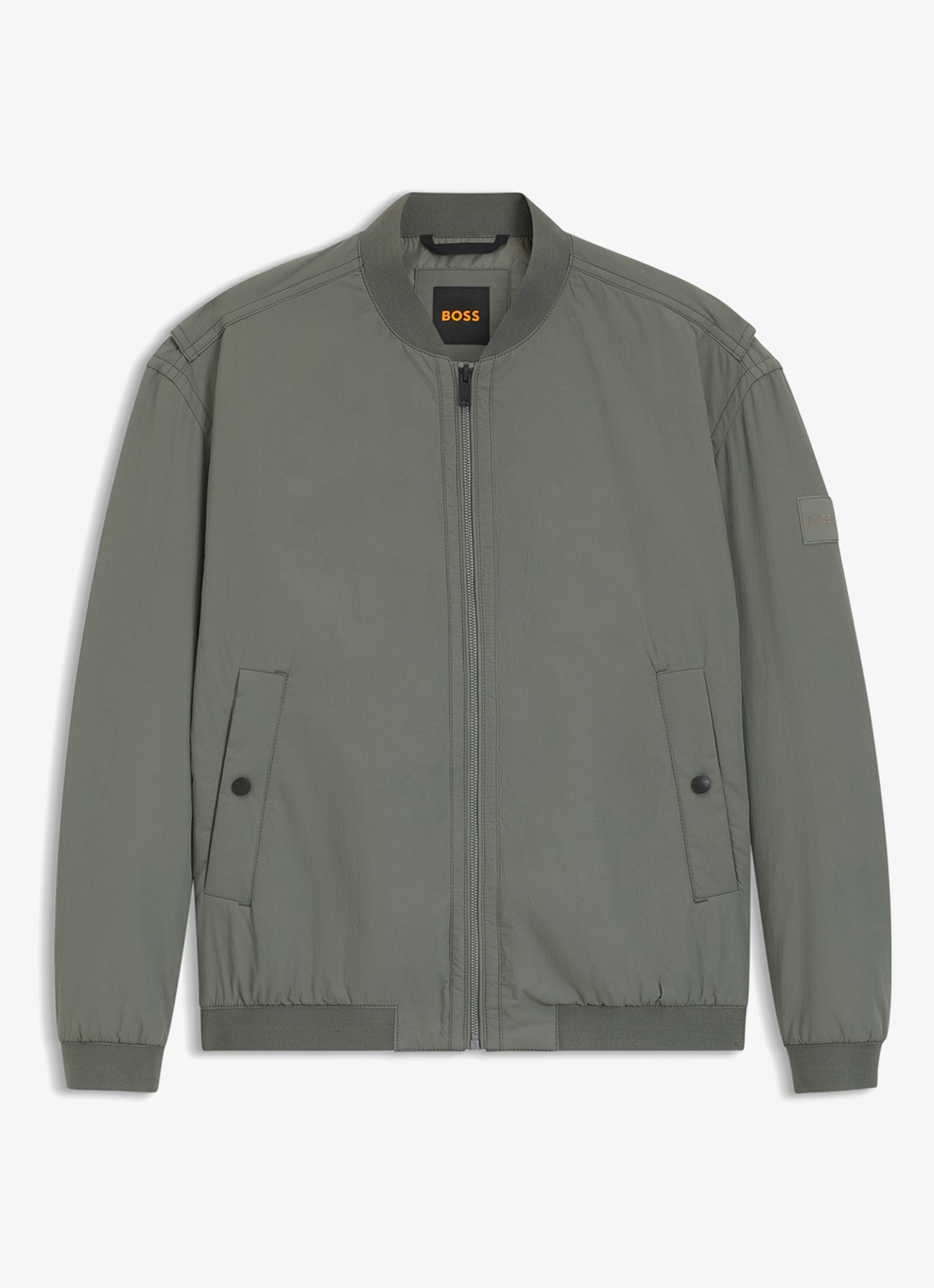 BOSS Bomber jack met logo - voorkant grijs