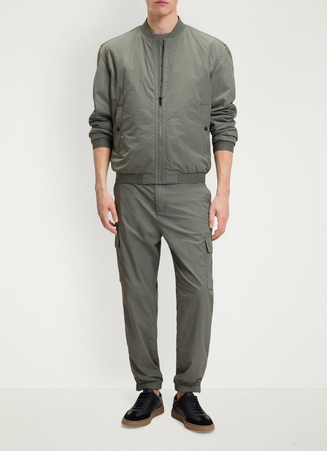 BOSS Bomber jack met logo - voorkant 2 grijs