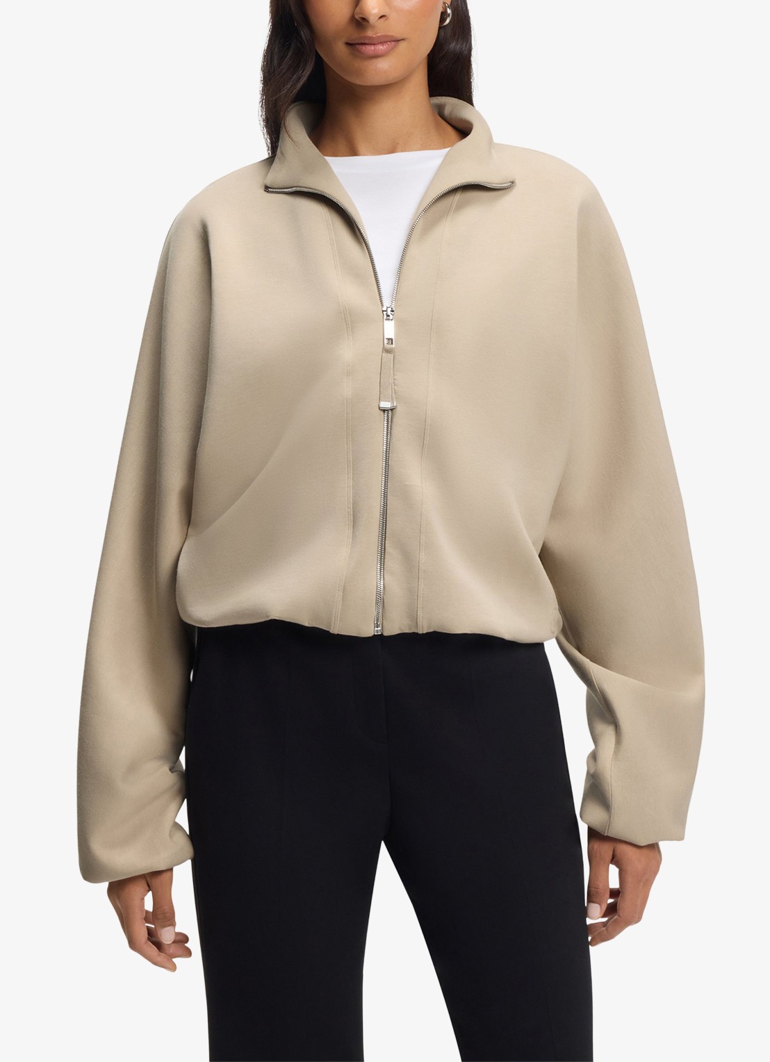 BOSS Bomberjack met opstaande kraag - detail 3 beige