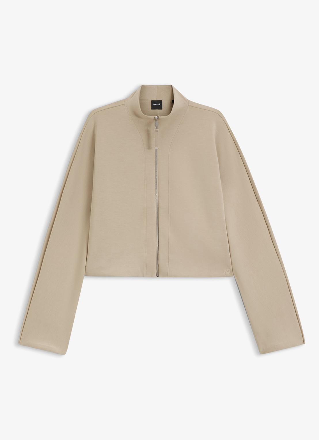 BOSS Bomberjack met opstaande kraag - voorkant beige