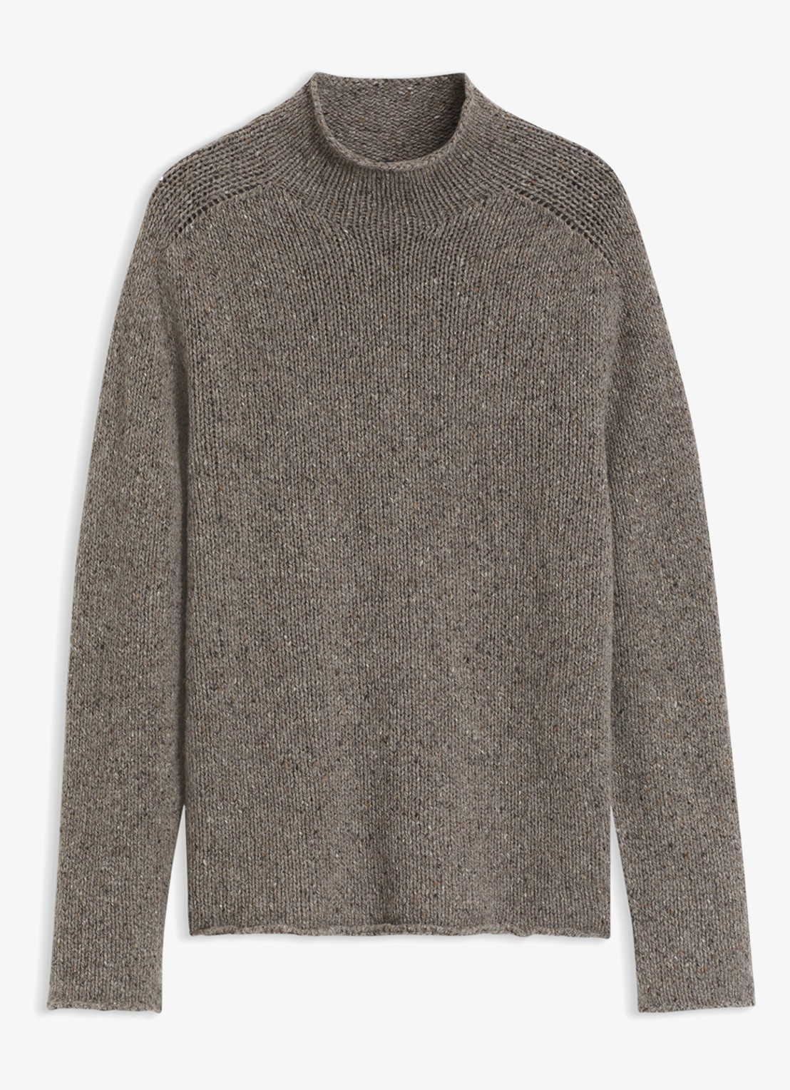 BOSS BOSS  BY BECKHAM grofgebreide trui van wol - voorkant 4 lichtbruin