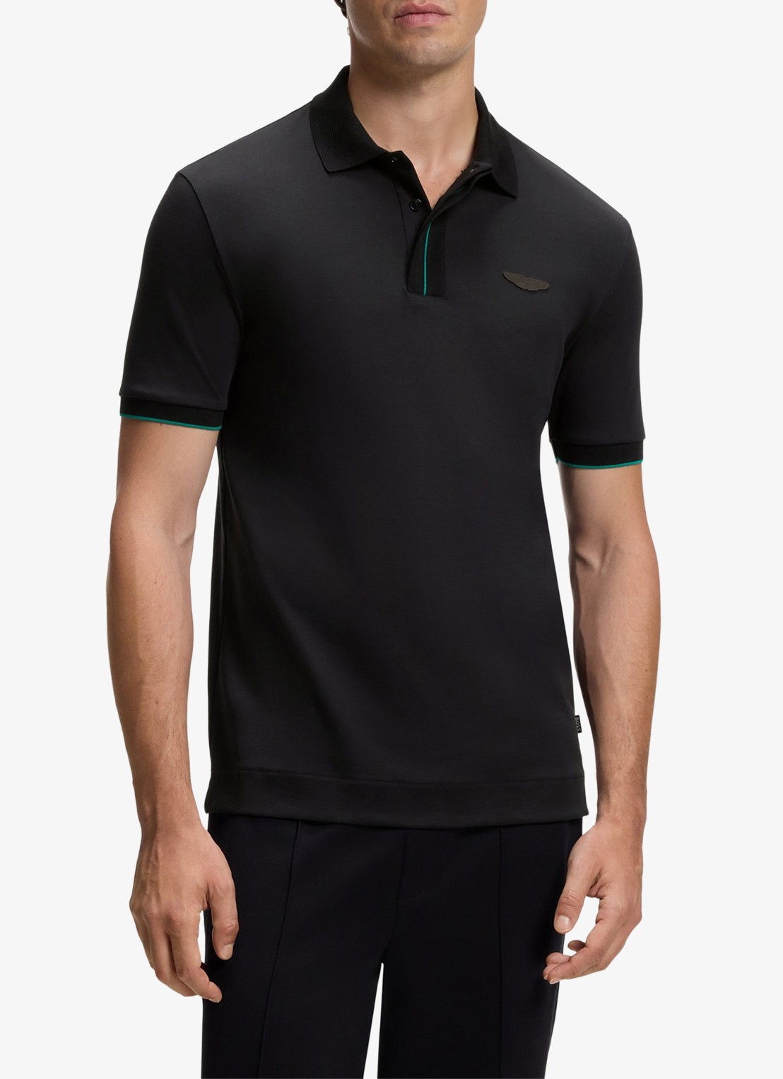 BOSS BOSS x ASTON MARTIN regular fit polo met logo - detail zwart
