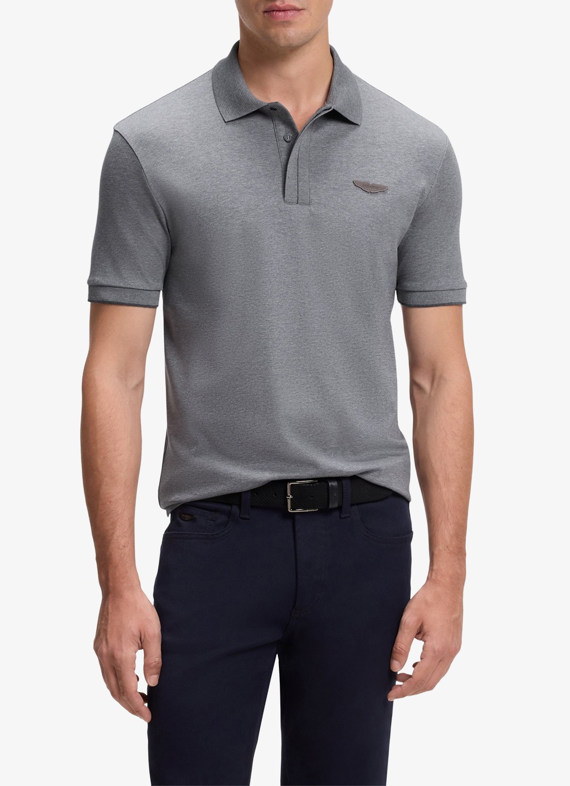BOSS BOSS x ASTON MARTIN regular fit polo met logo - detail middengrijs