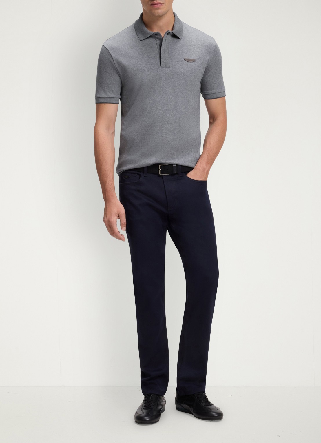 BOSS BOSS x ASTON MARTIN regular fit polo met logo - voorkant 4 middengrijs