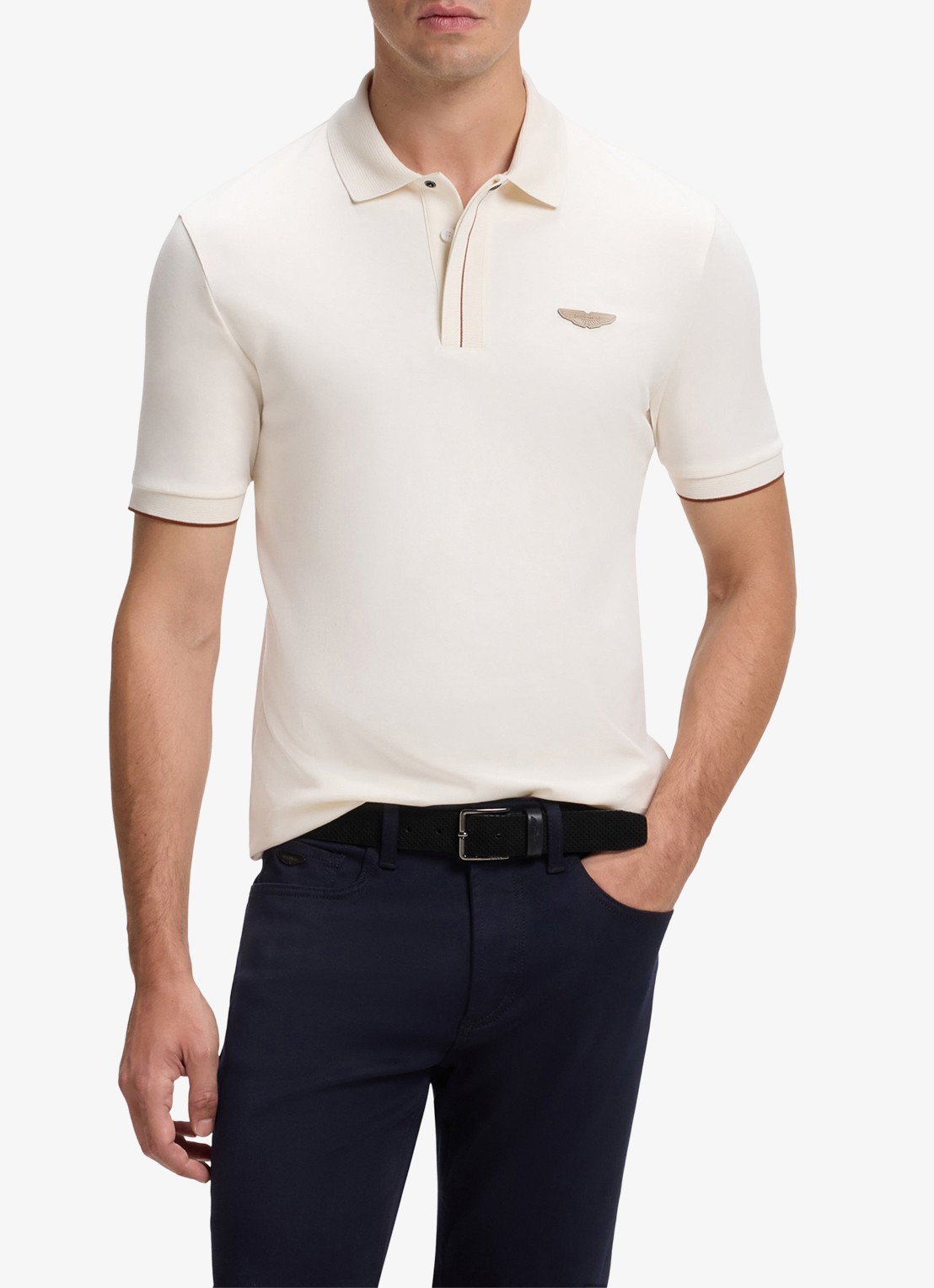BOSS BOSS x ASTON MARTIN regular fit polo met logo - detail gebroken wit