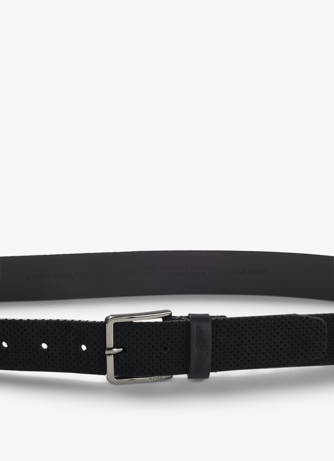 BOSS BOSS x ASTON MARTIN riem van leer - achterkant zwart