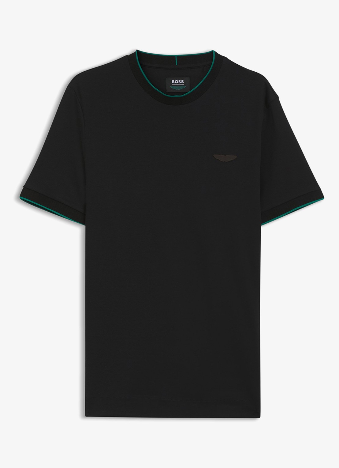BOSS BOSS x ASTON MARTIN T-shirt met gestreept detail - voorkant zwart