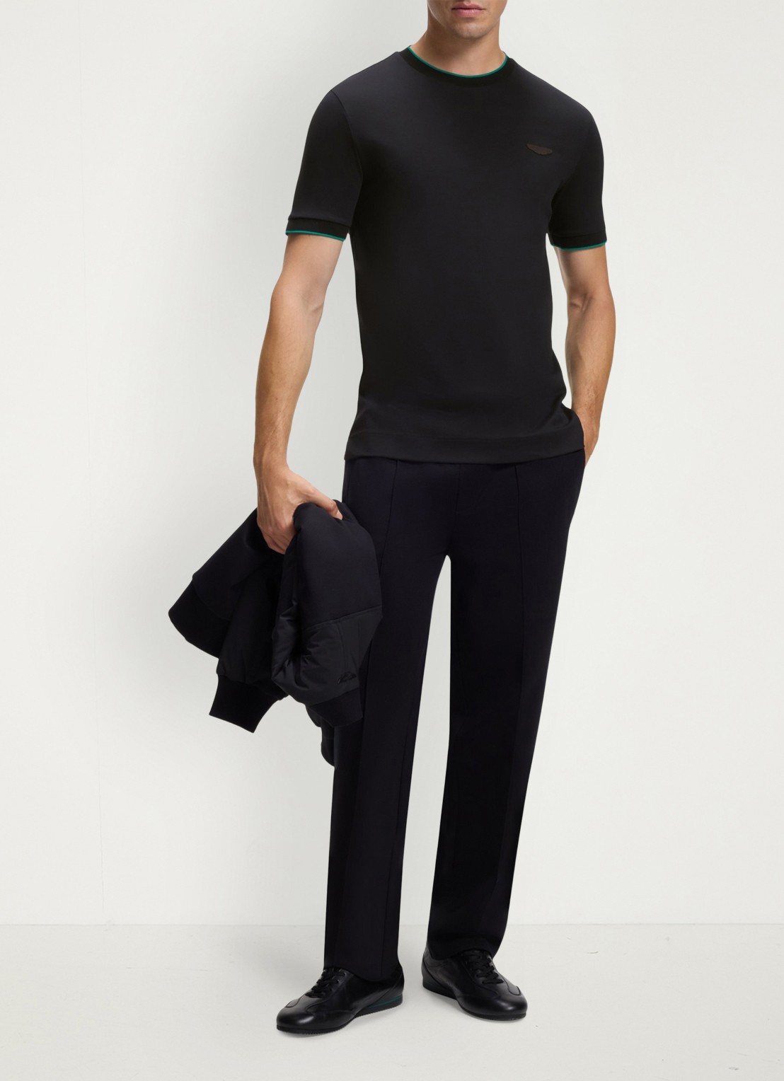 BOSS BOSS x ASTON MARTIN T-shirt met gestreept detail - voorkant zwart