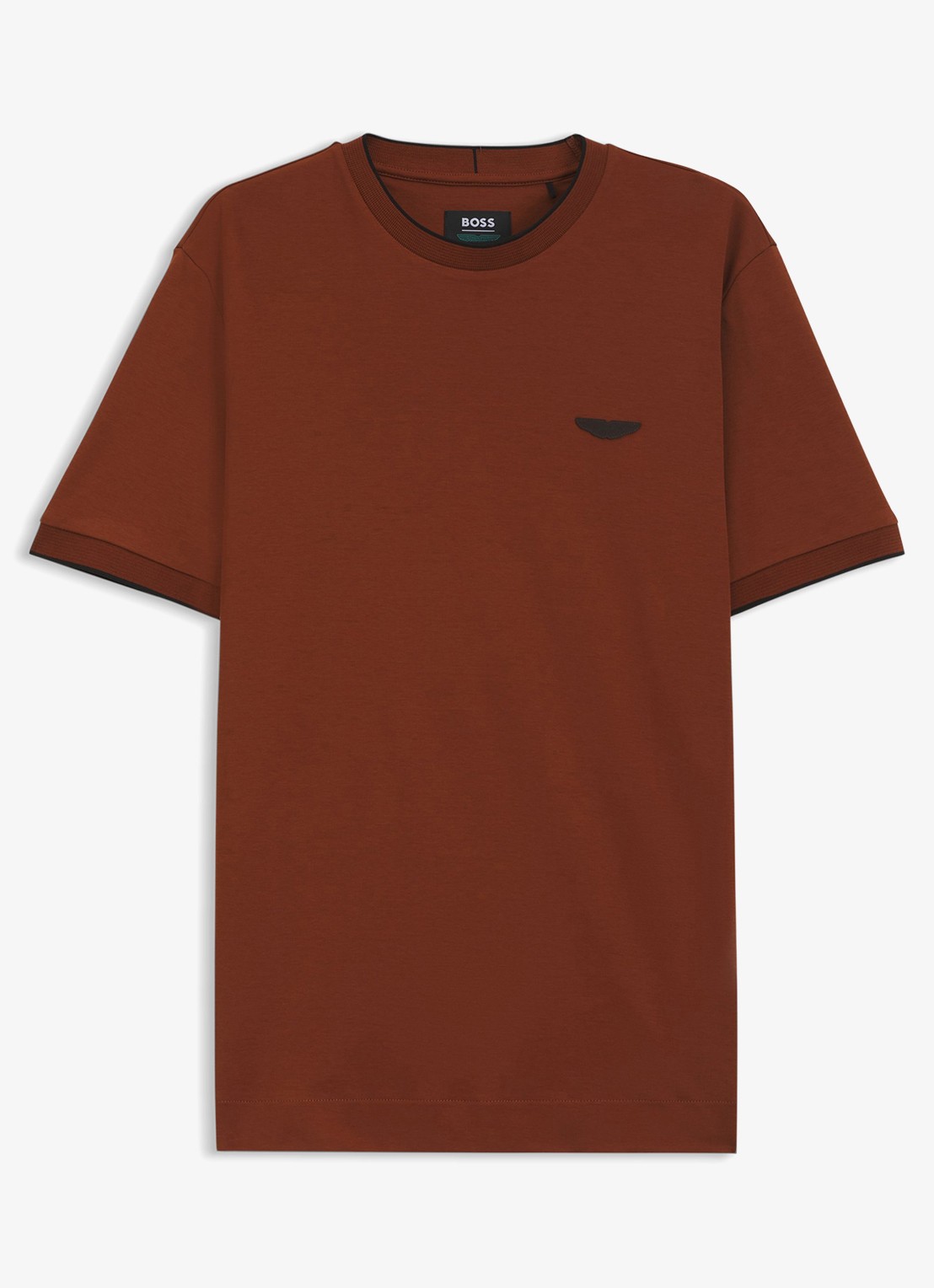 BOSS BOSS x ASTON MARTIN T-shirt met gestreept detail - voorkant bruin