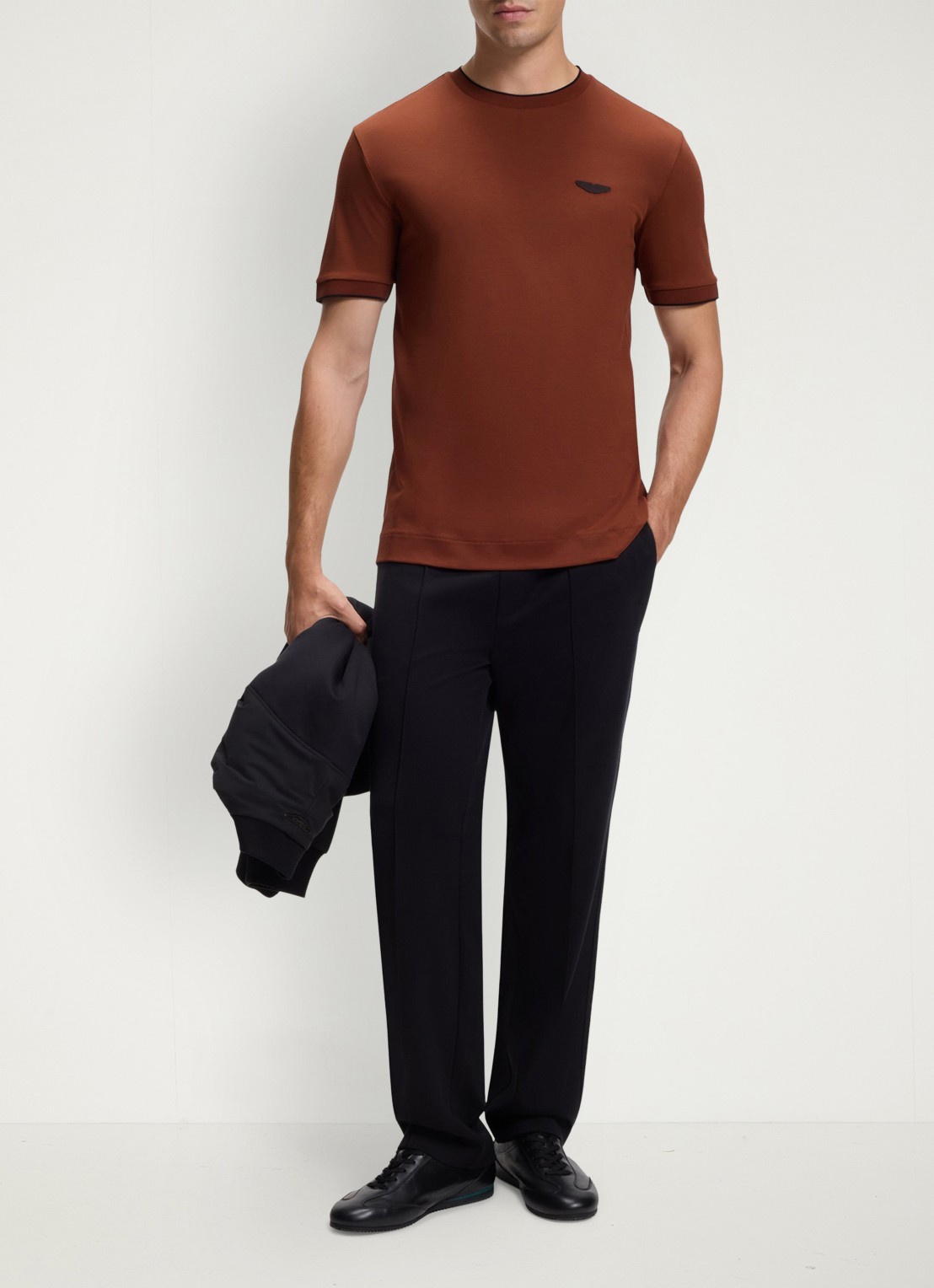 BOSS BOSS x ASTON MARTIN T-shirt met gestreept detail - voorkant 3 bruin