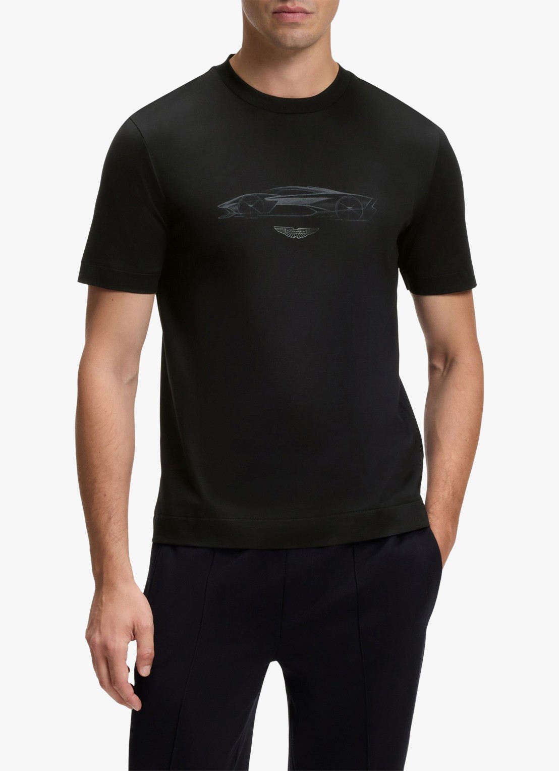 BOSS BOSS x ASTON MARTIN T-shirt van katoen - detail zwart