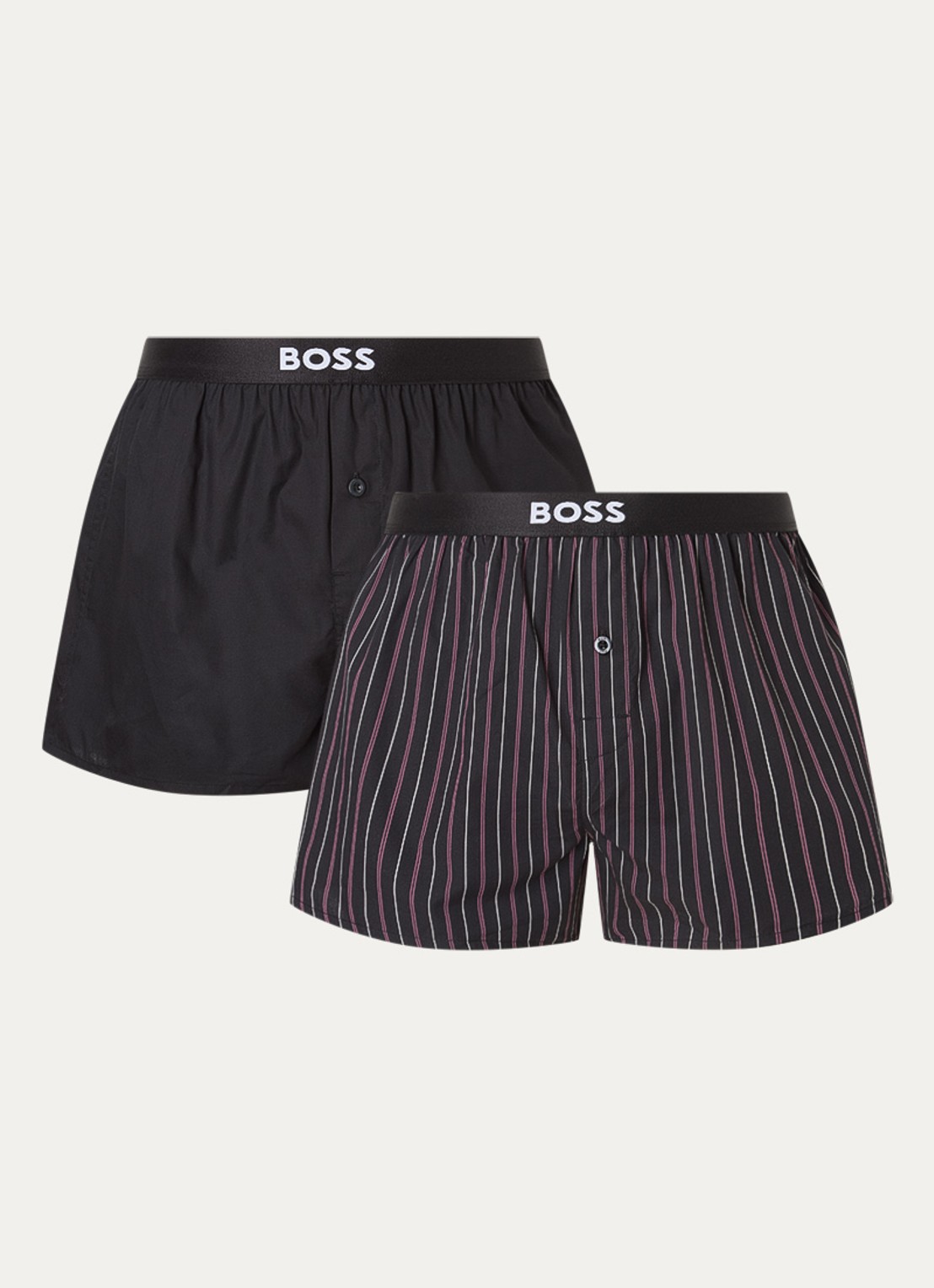 BOSS Boxershort met logoband in 2-pack - voorkant zwart