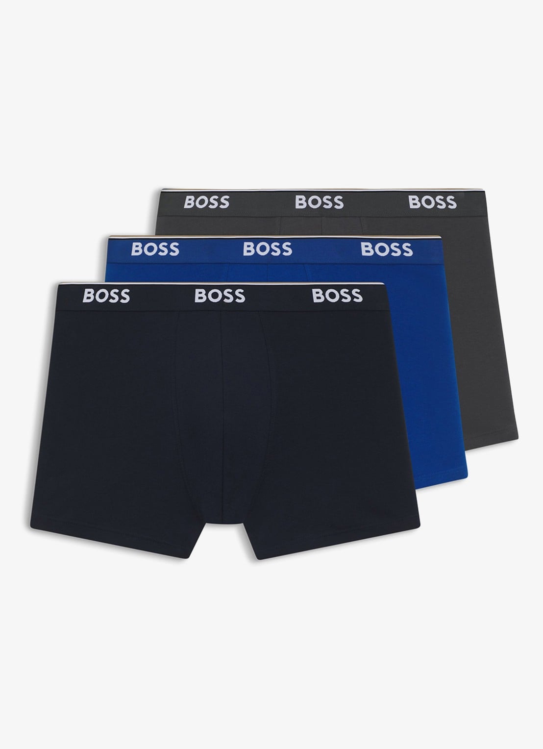 BOSS Boxershorts met logoband in 3-pack - voorkant 4 blauw