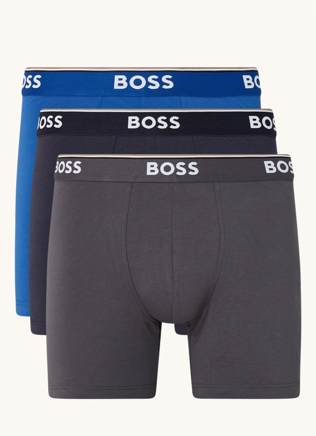 BOSS Boxershorts met logoband in 3-pack - voorkant 6 blauw