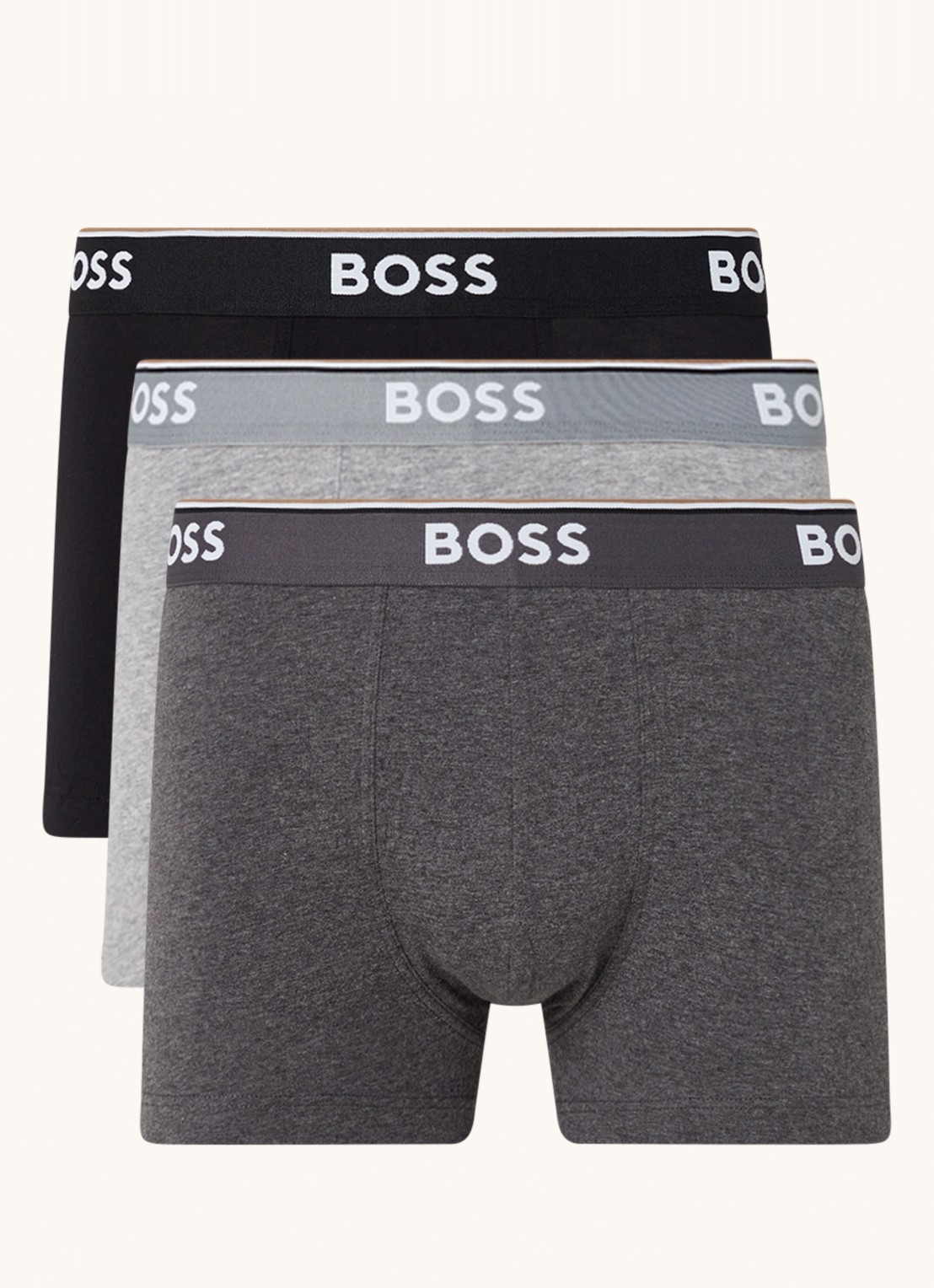 BOSS Boxershorts met logoband in 3-pack - voorkant 3 donkergrijs