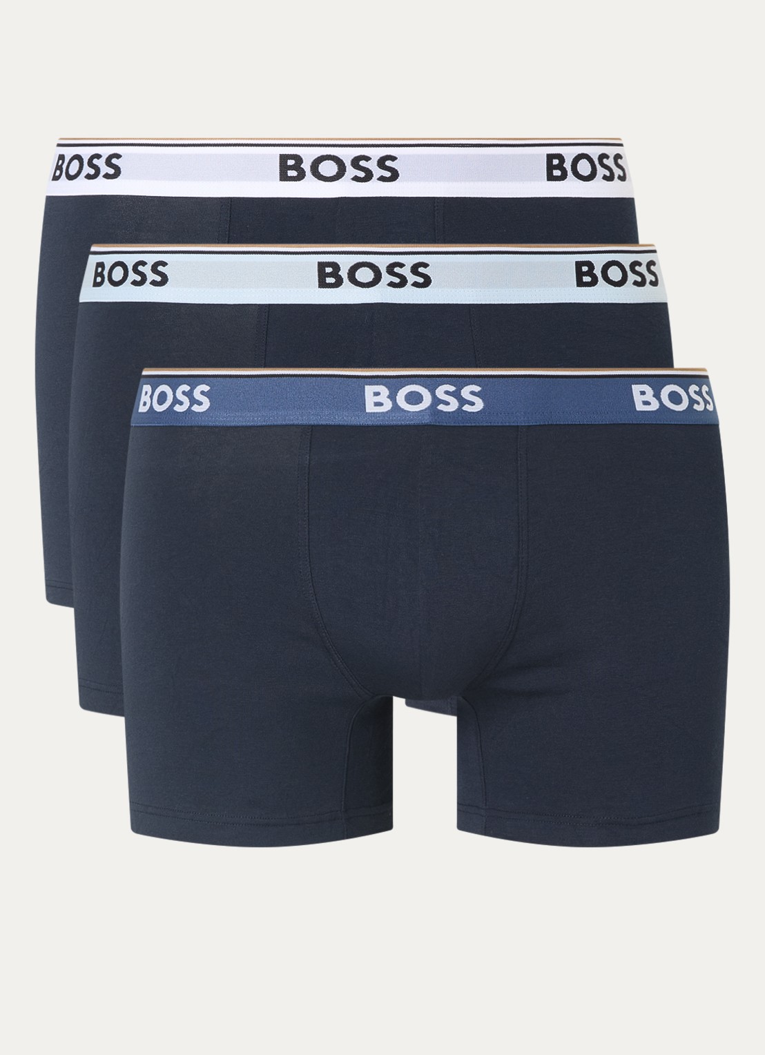 BOSS Boxershorts met logoband in 3-pack - voorkant donkerblauw