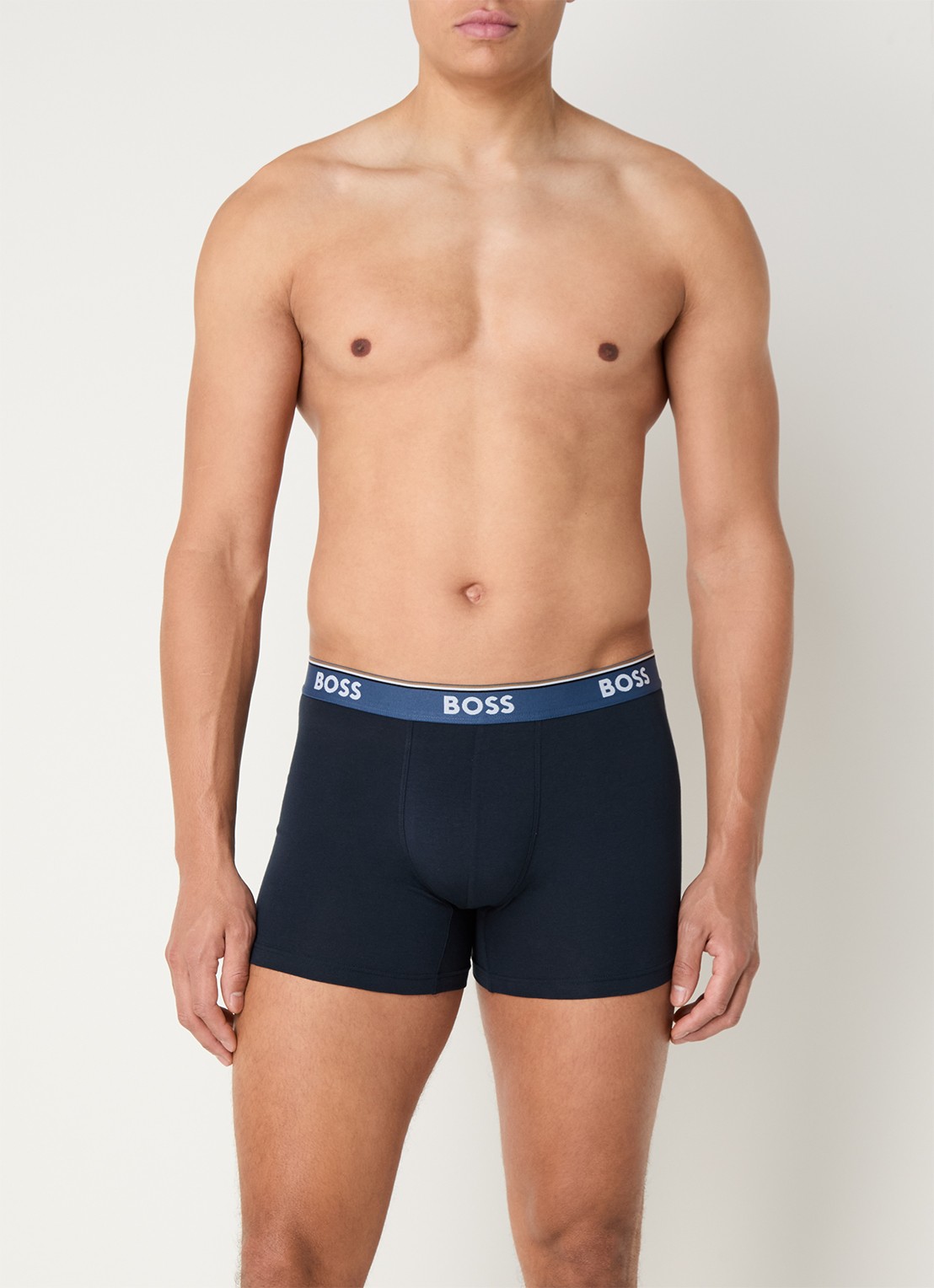 BOSS Boxershorts met logoband in 3-pack - voorkant 2 donkerblauw