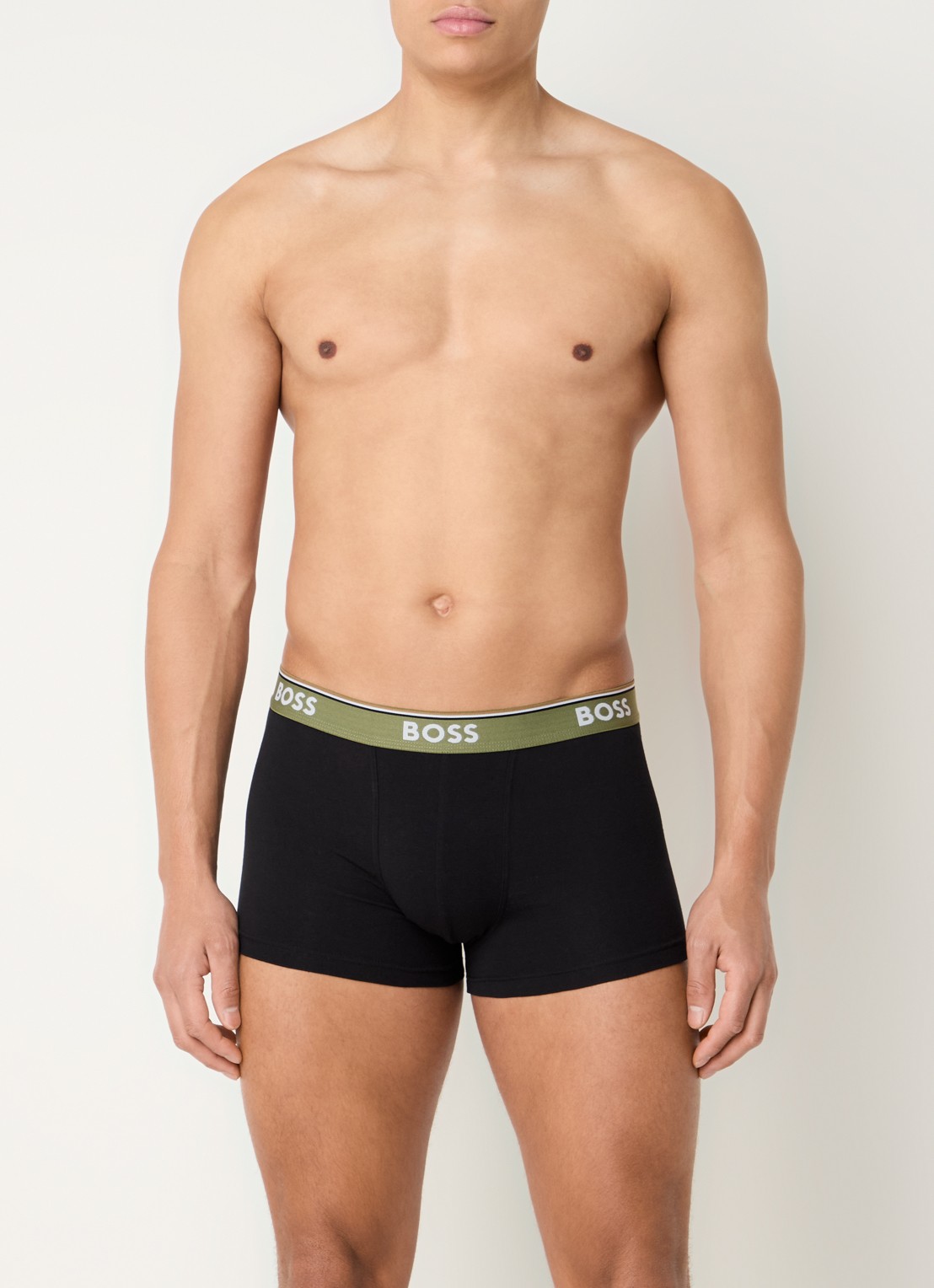 BOSS Boxershorts met logoband in 3-pack - voorkant 4 legergroen