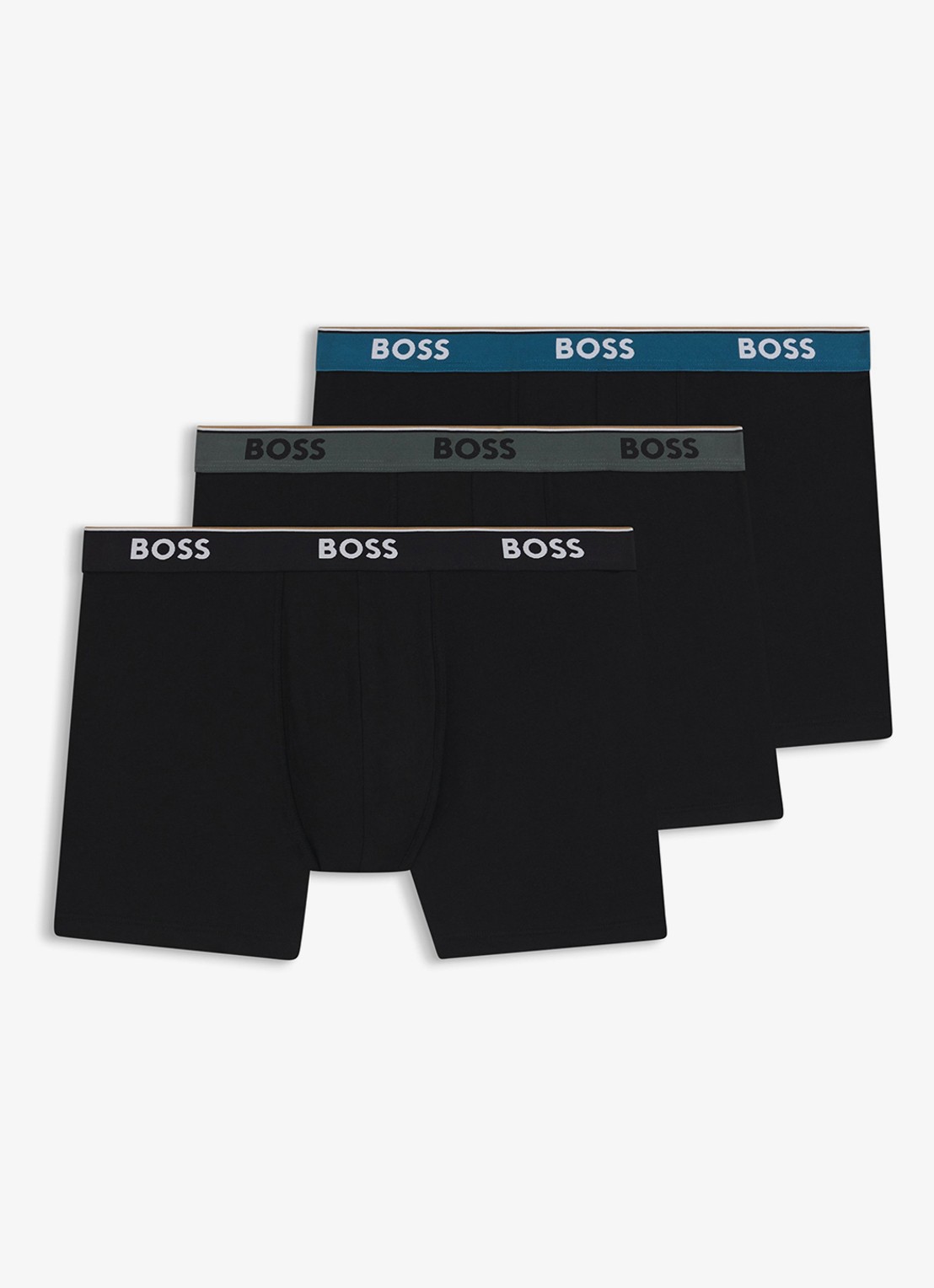 BOSS Boxershorts met logoband in 3-pack - voorkant 4 petrol