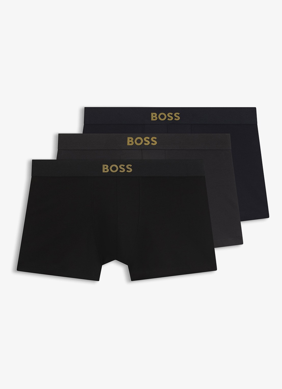 BOSS Boxershorts met logoband in 3-pack - voorkant zwart