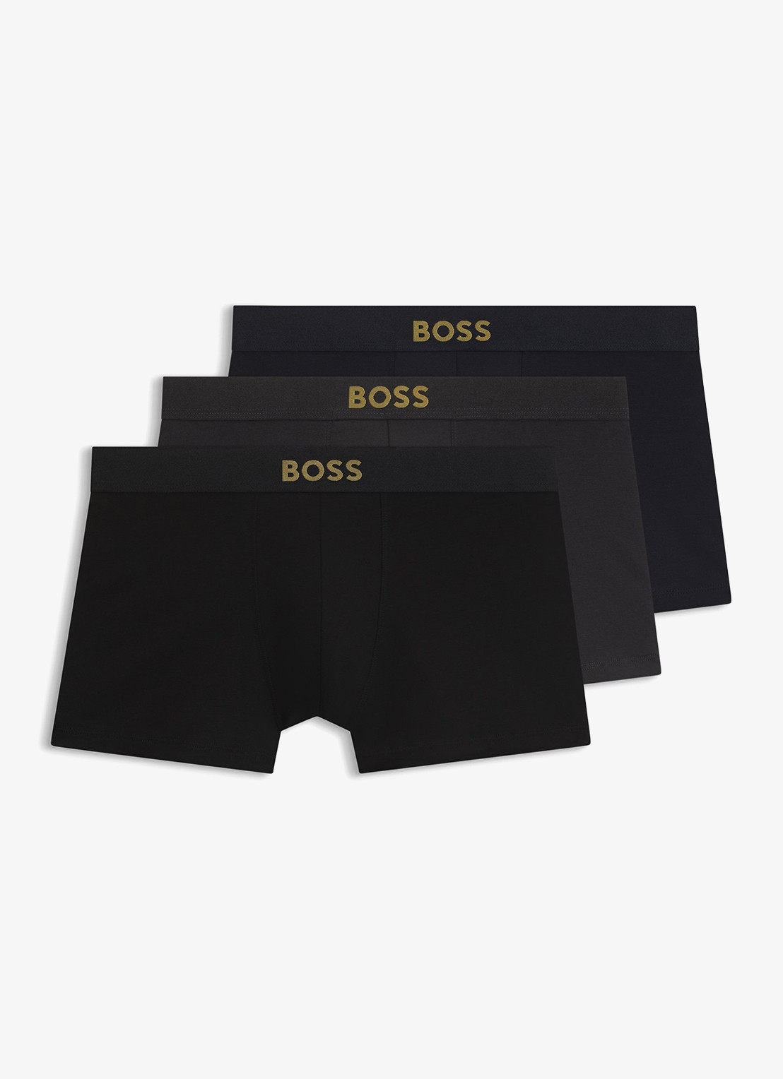 BOSS Boxershorts met logoband in 3-pack - voorkant 2 zwart