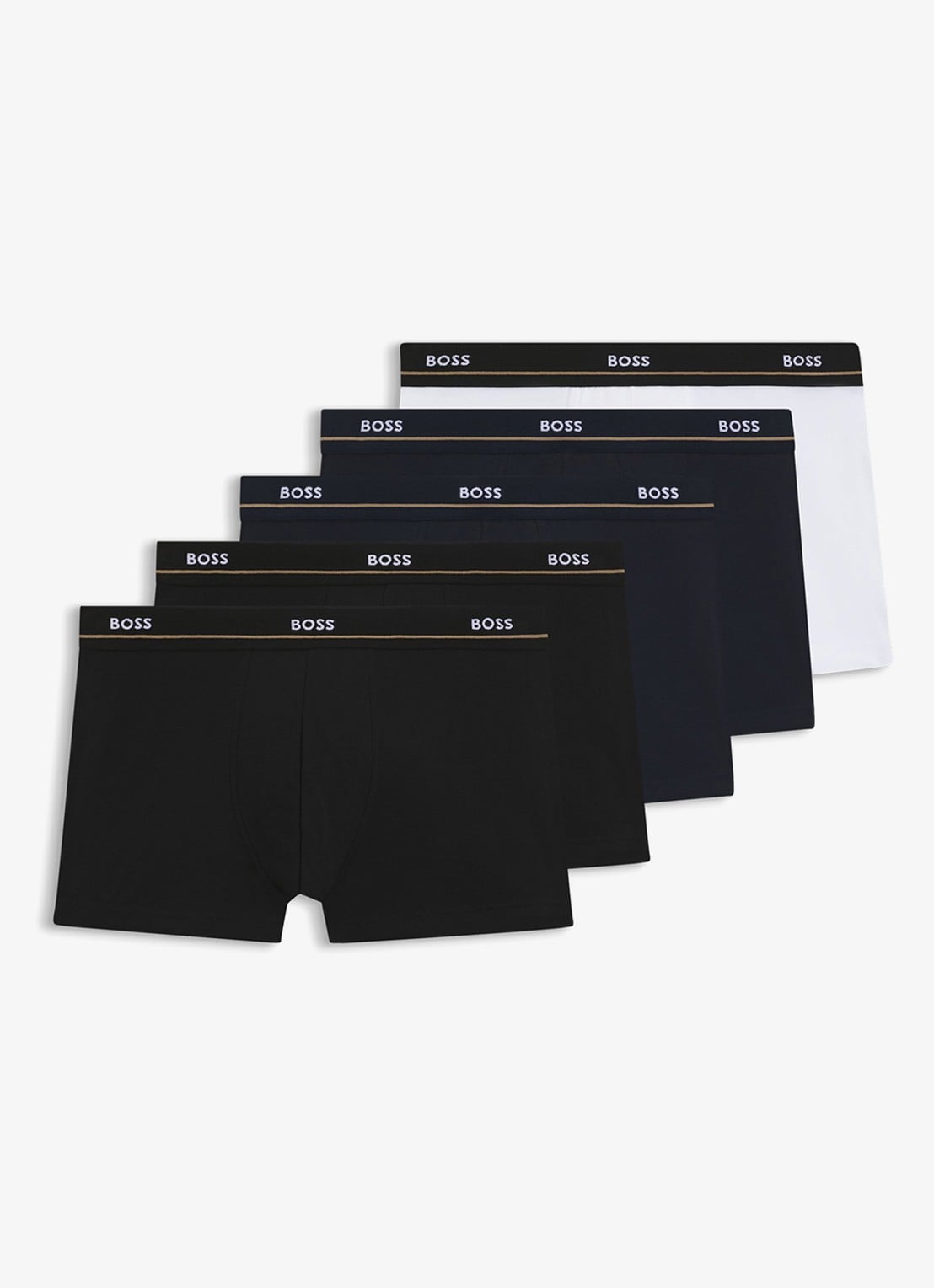 BOSS Boxershorts met logoband in 5-pack - voorkant 2 donkerblauw