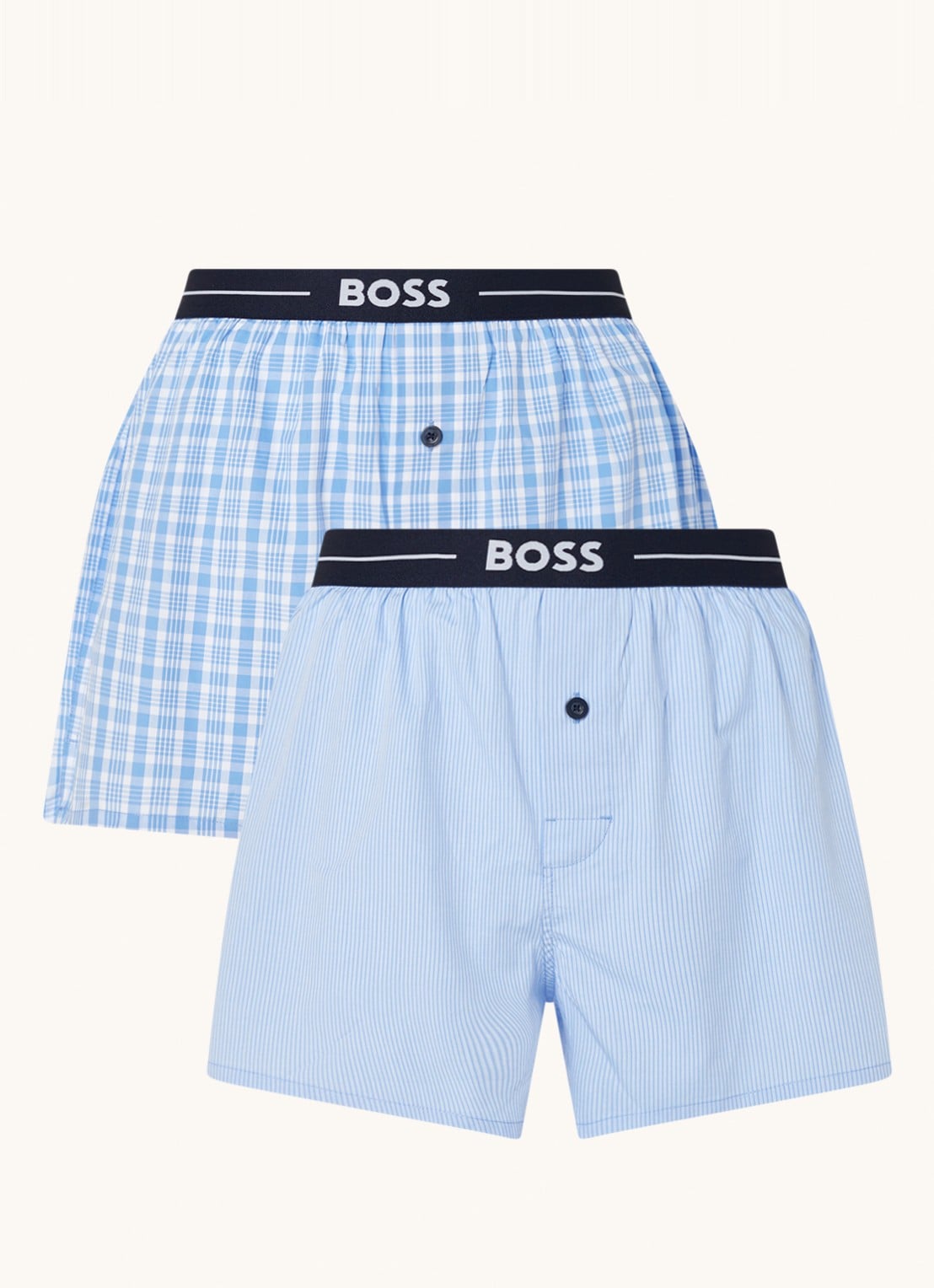 BOSS Boxershorts met print in 2-pack - voorkant 4 blauw