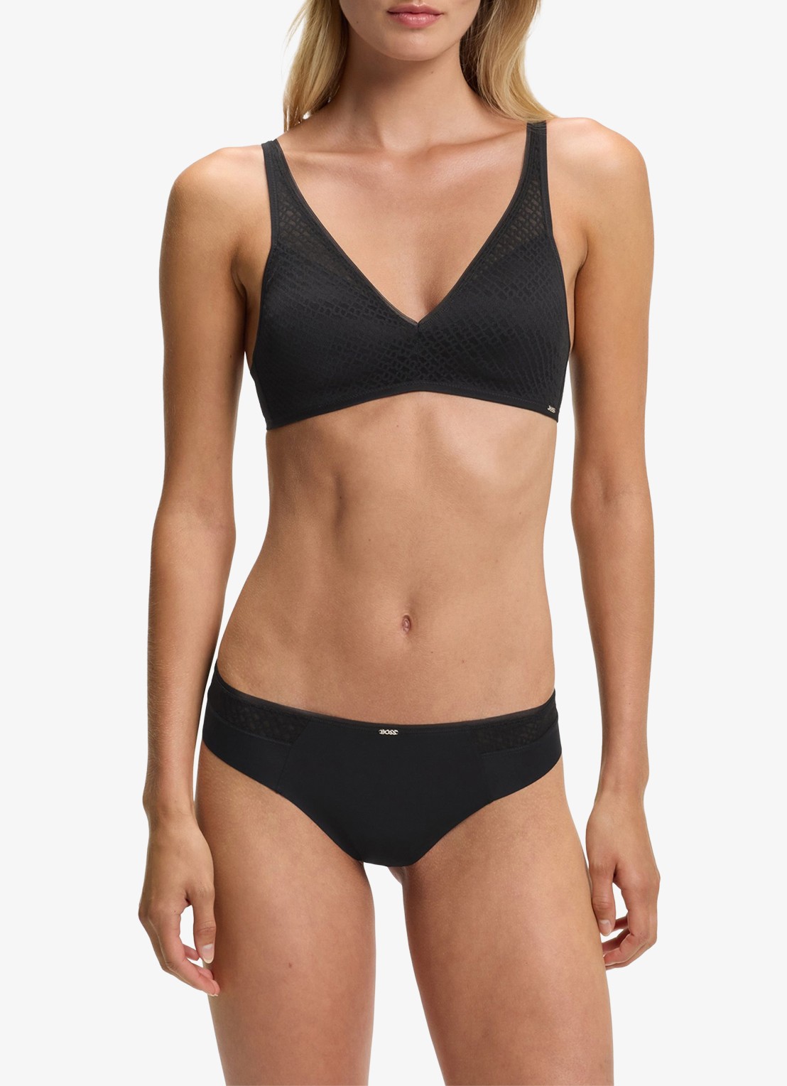BOSS Bralette van kant - detail zwart