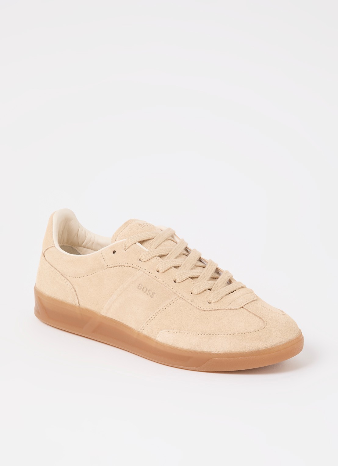 BOSS Brenta sneaker van suède - voorkant beige