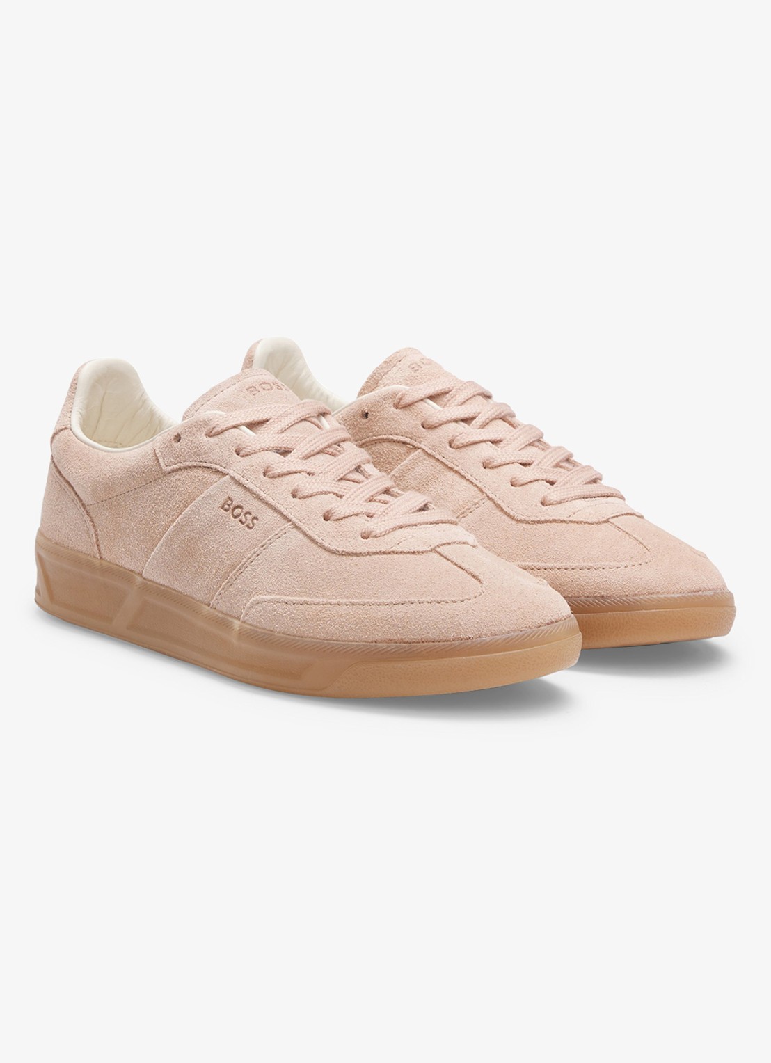 BOSS Brenta sneaker van suède - voorkant 4 lichtroze