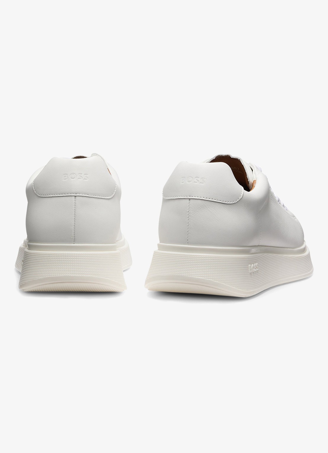 BOSS Bulton Runn sneaker van leer  - achterkant gebroken wit