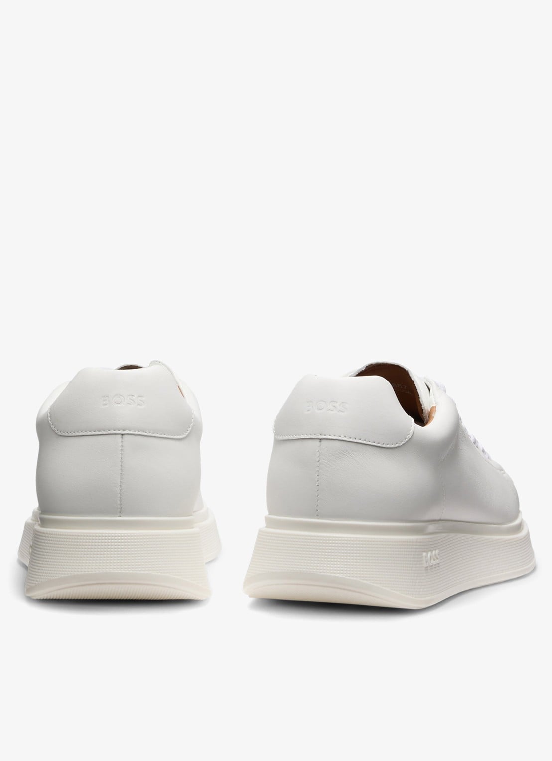 BOSS Bulton Runn sneaker van leer  - achterkant 3 gebroken wit