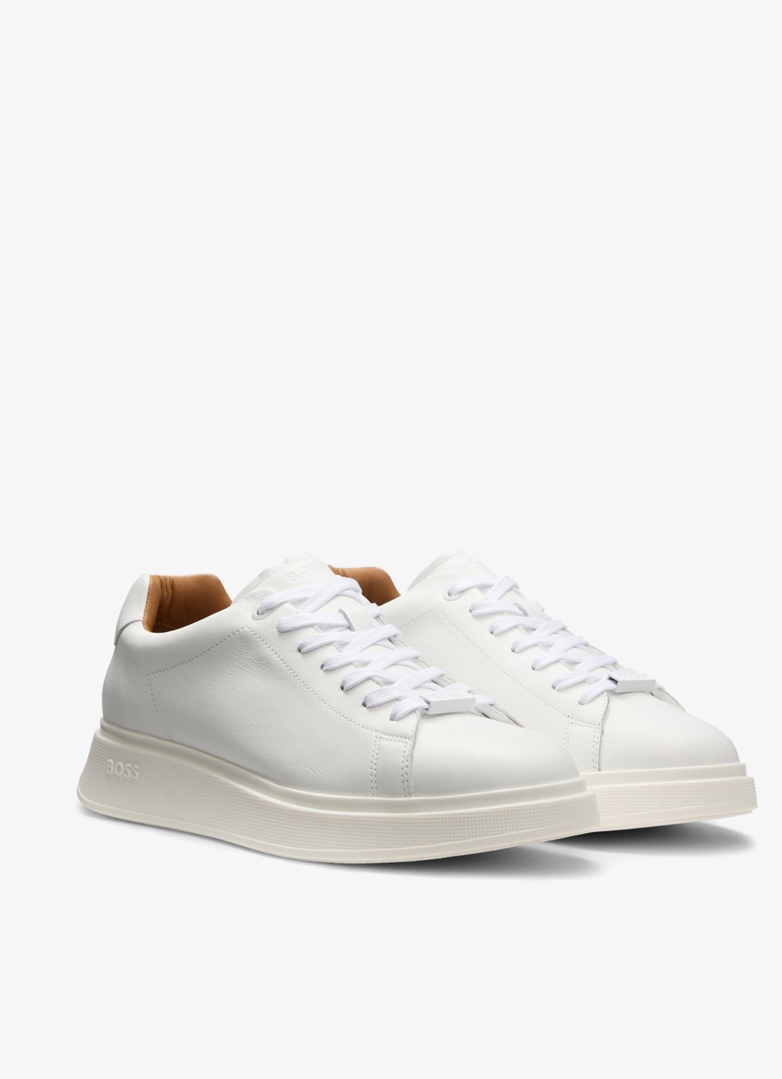 BOSS Bulton Runn sneaker van leer  - detail 4 gebroken wit