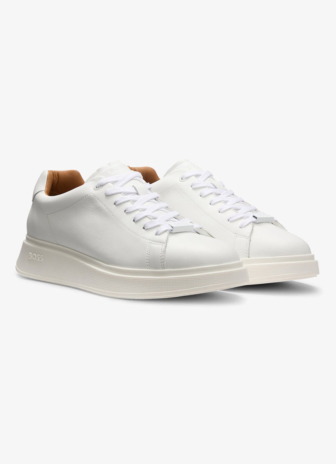 BOSS Bulton Runn sneaker van leer  - detail 2 gebroken wit