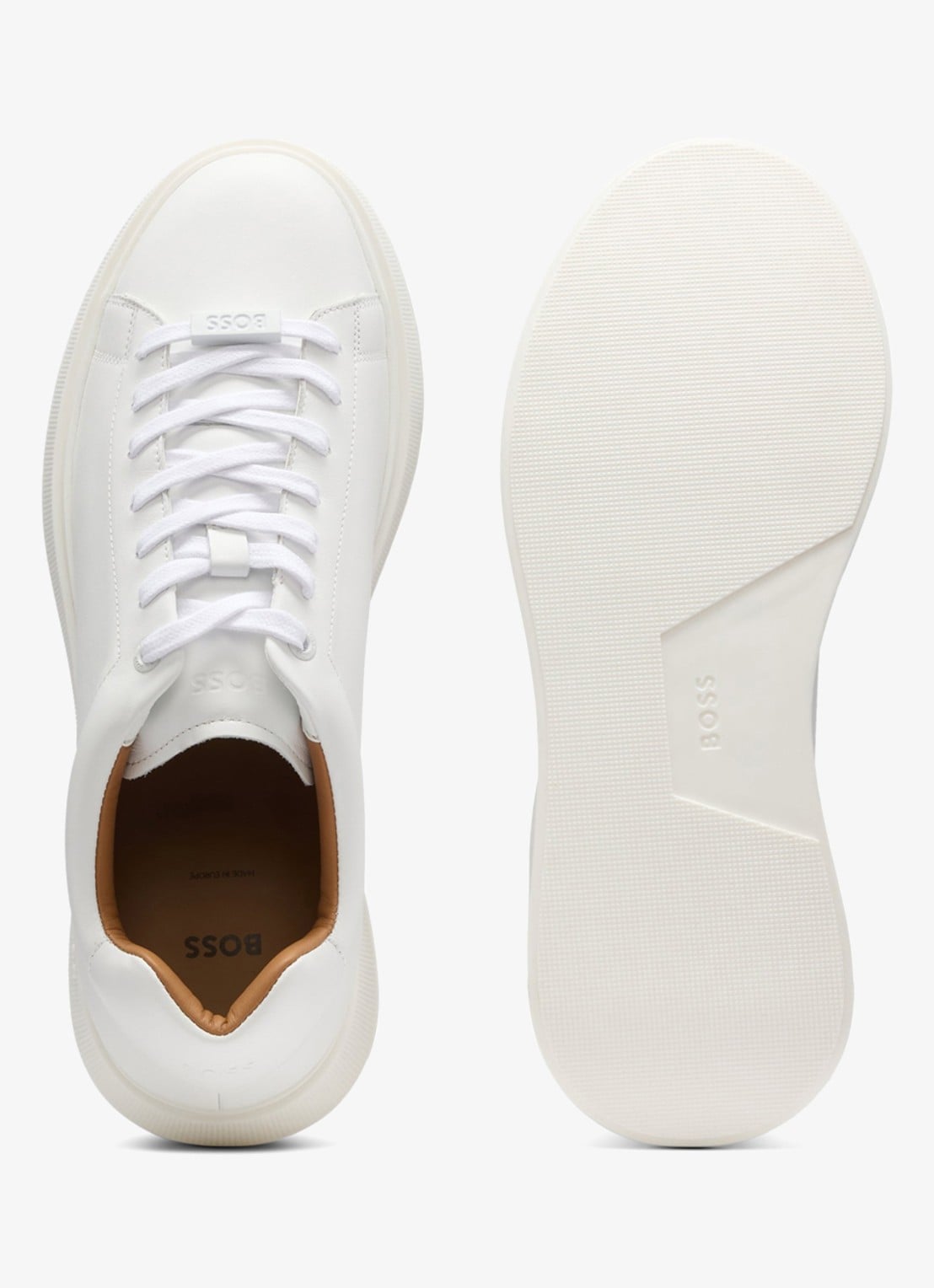 BOSS Bulton Runn sneaker van leer  - detail 5 gebroken wit