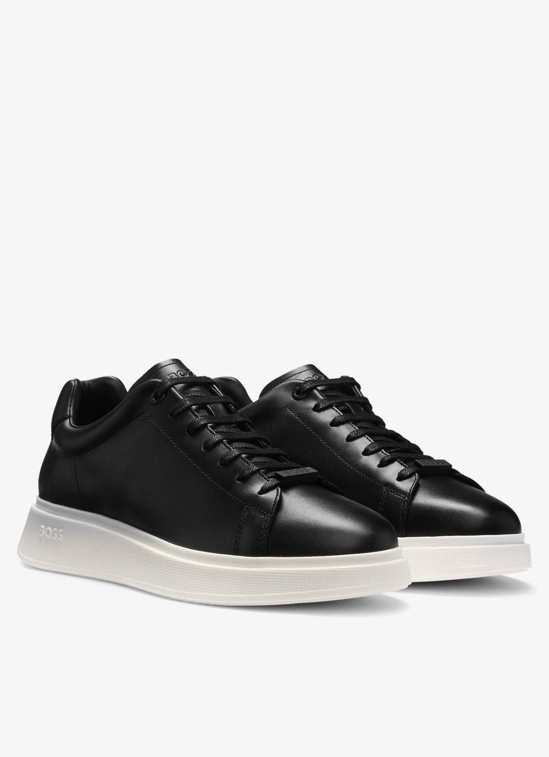 BOSS Bulton Runn sneaker van leer  - detail zwart