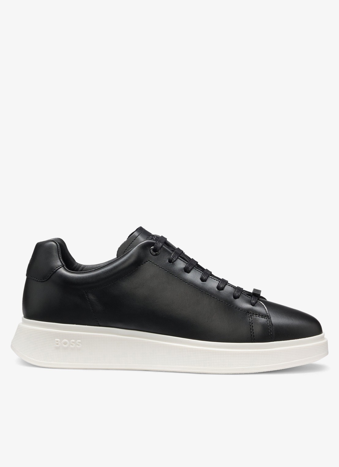 BOSS Bulton Runn sneaker van leer  - voorkant 3 zwart