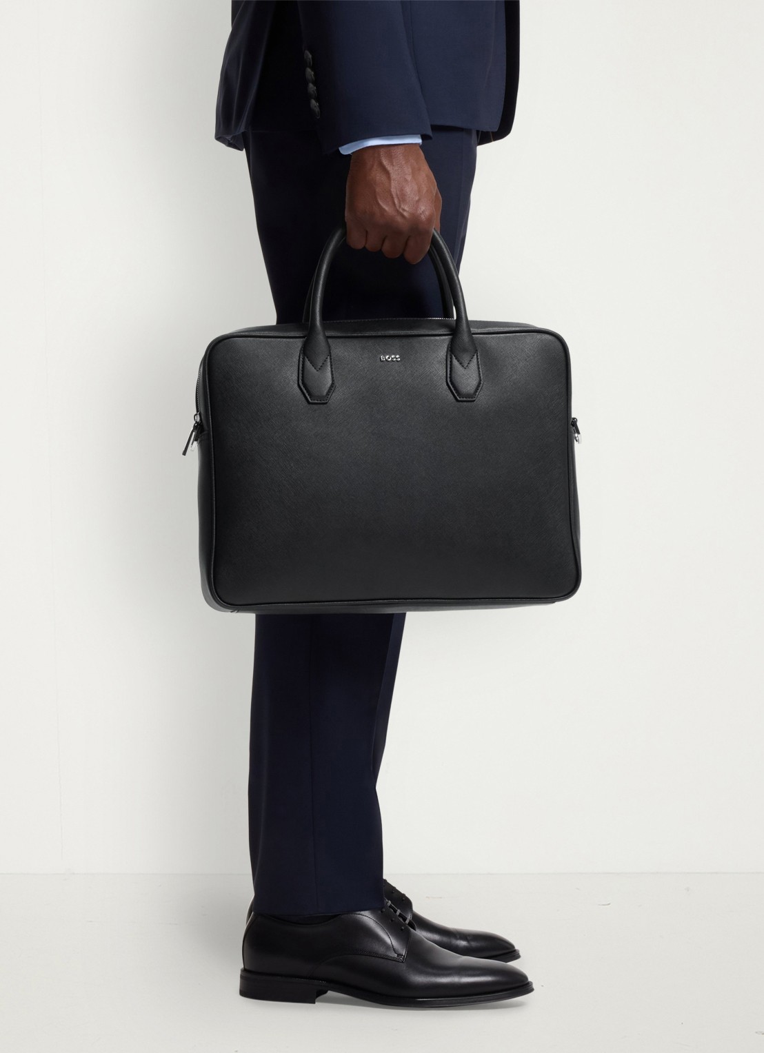 BOSS Businesstas met afneembare schouderriem - voorkant 2 zwart